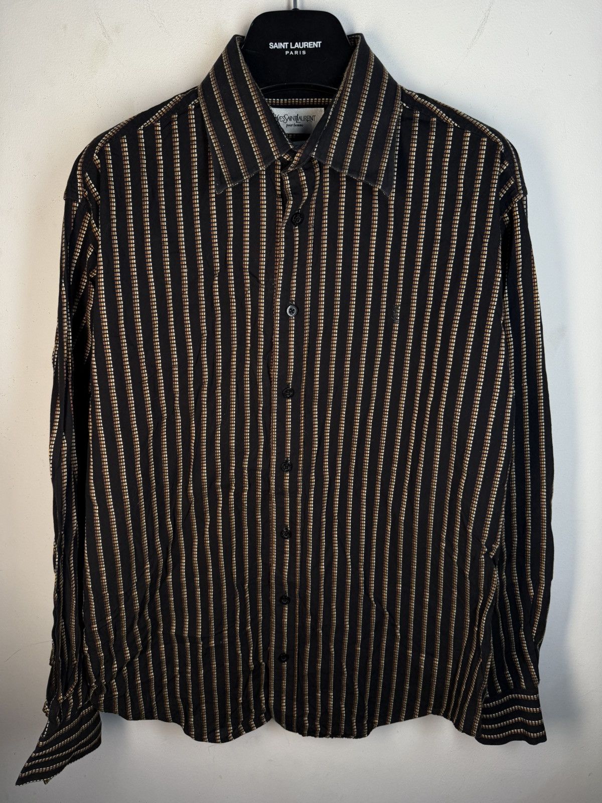 Yves Saint Laurent Black YSL Shirt Striped Button Up Dress Shirt Casual Collar Size US M / EU 48-50 / 2 - 3 Thumbnail