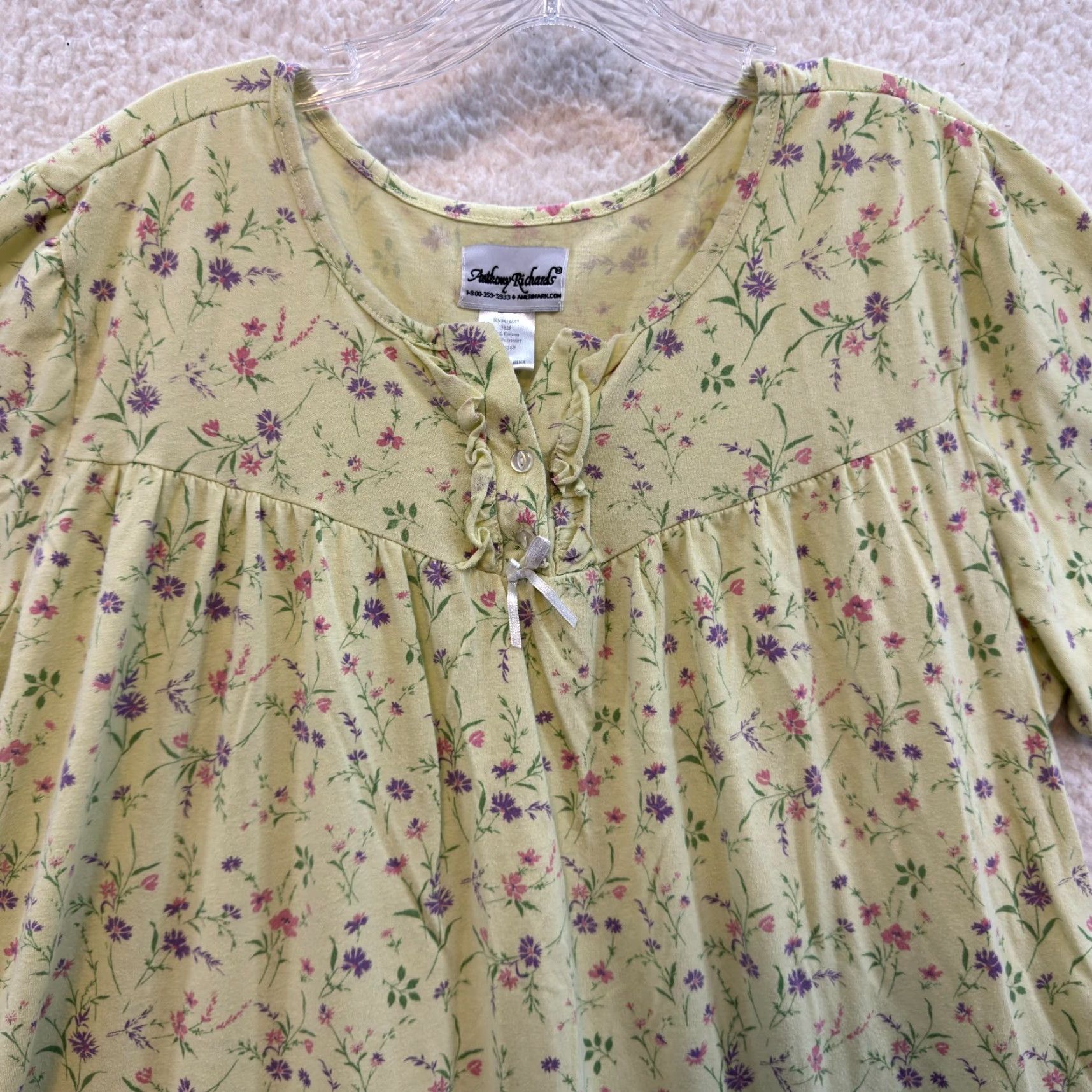 Vintage VINTAGE Nightgown Sleep Dress L Yellow Ditsy Floral Cottagecore Grandma Size L / US 10 / IT 46 - 3 Thumbnail