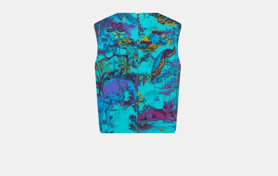 Dior o1w1db10824 Wool & Silk Sleeveless Top in Multicolor Size L / US 10 / IT 46 - 2 Thumbnail