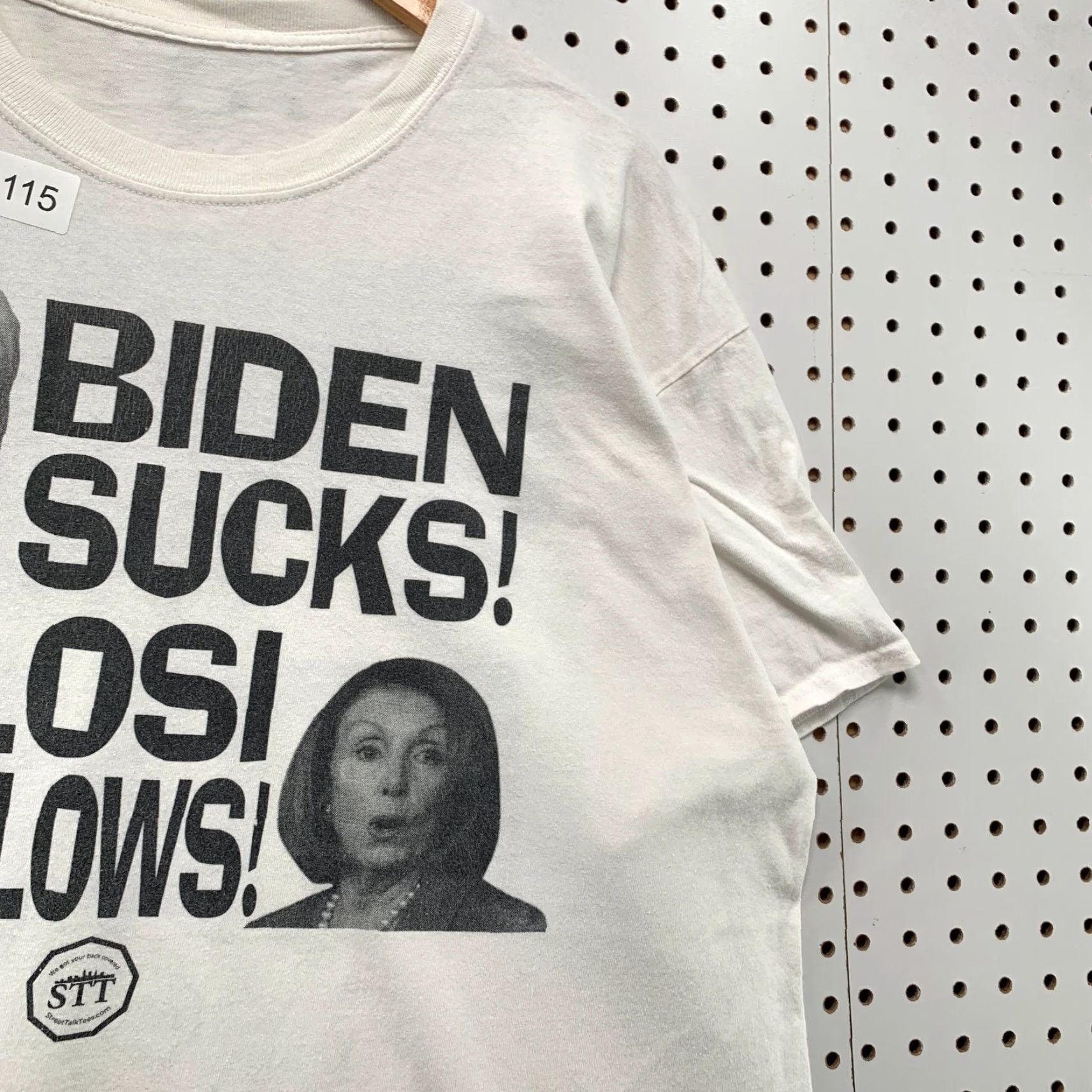 Vintage Street Talk Tees Funny Trump Biden Shirt Mens XL White Biden Sucks Pelosi Hilarious Politician T-Shirt White XL Mens Size US XL / EU 56 / 4 - 7 Thumbnail
