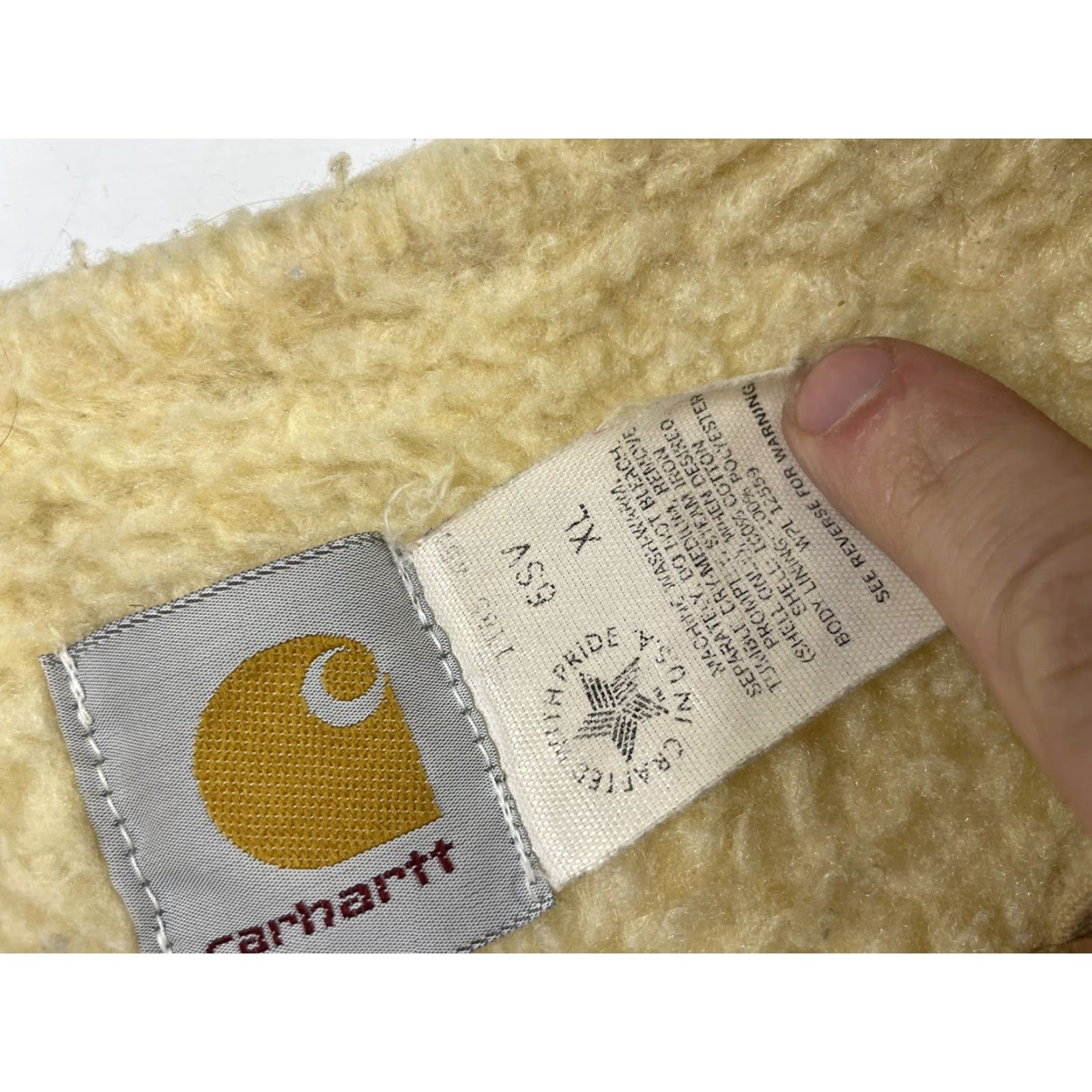 Carhartt VINTAGE Carhartt Vest Men XL Beige Sherpa Lined USA Made Distressed Work Hunting 6SV Size US XL / EU 56 / 4 - 3 Thumbnail