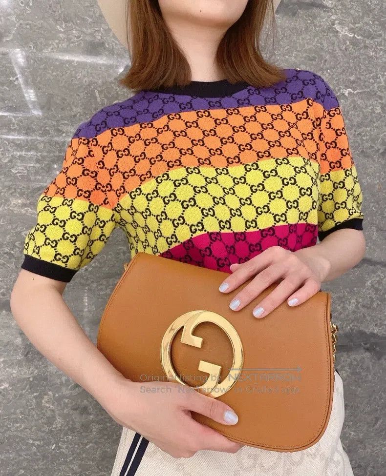 Gucci Gucci Colour-blocking logo jacquard full-print cotton roun Size S / US 4 / IT 40 - 9 Thumbnail