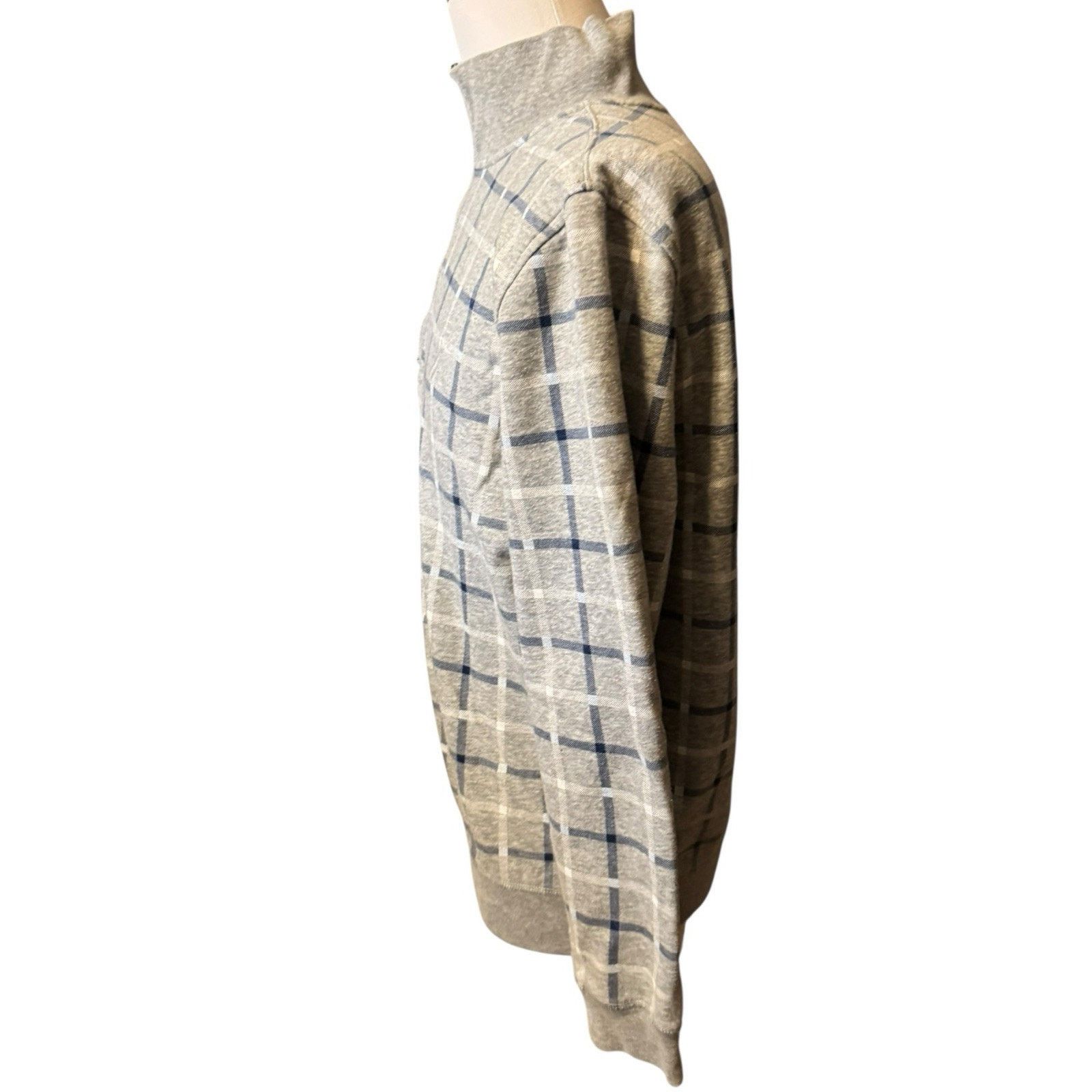 Nautica Nautica Quarter Zip Pullover Plaid Sweatshirt Gray Preppy Size US L / EU 52-54 / 3 - 3 Thumbnail