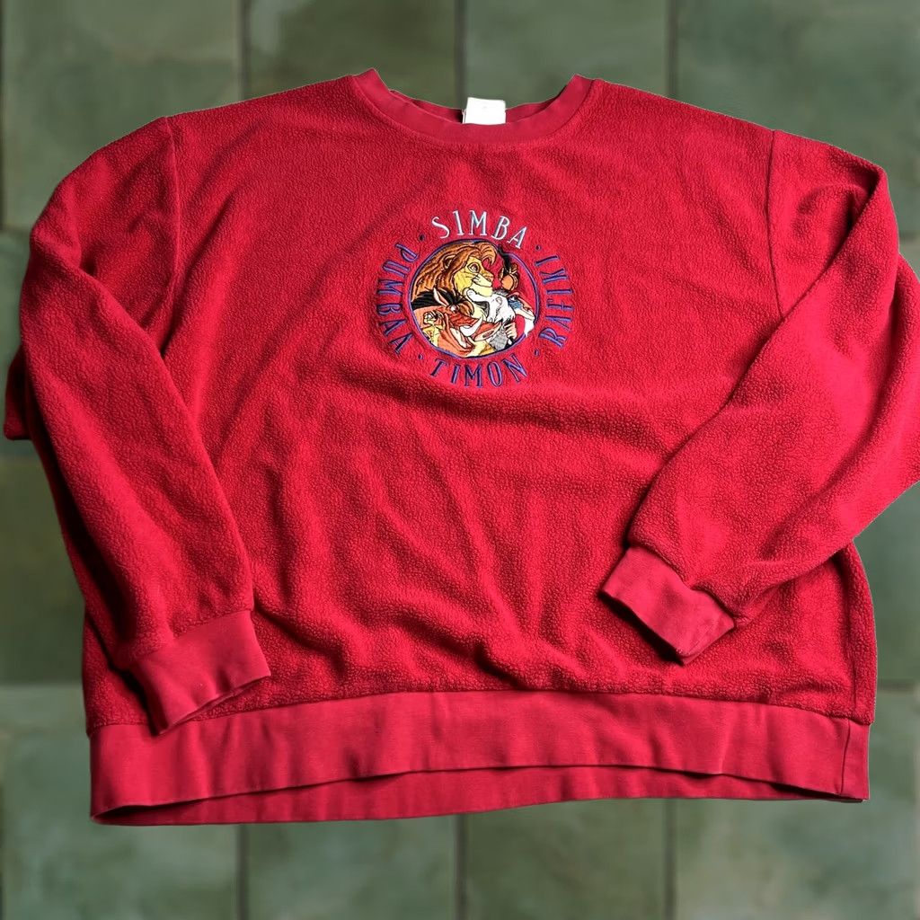 Disney VINTAGE The Disney Store Sweatshirt Mens L/XL Red Fleece Lion King Simba 90s Size US M / EU 48-50 / 2 - 1 Thumbnail
