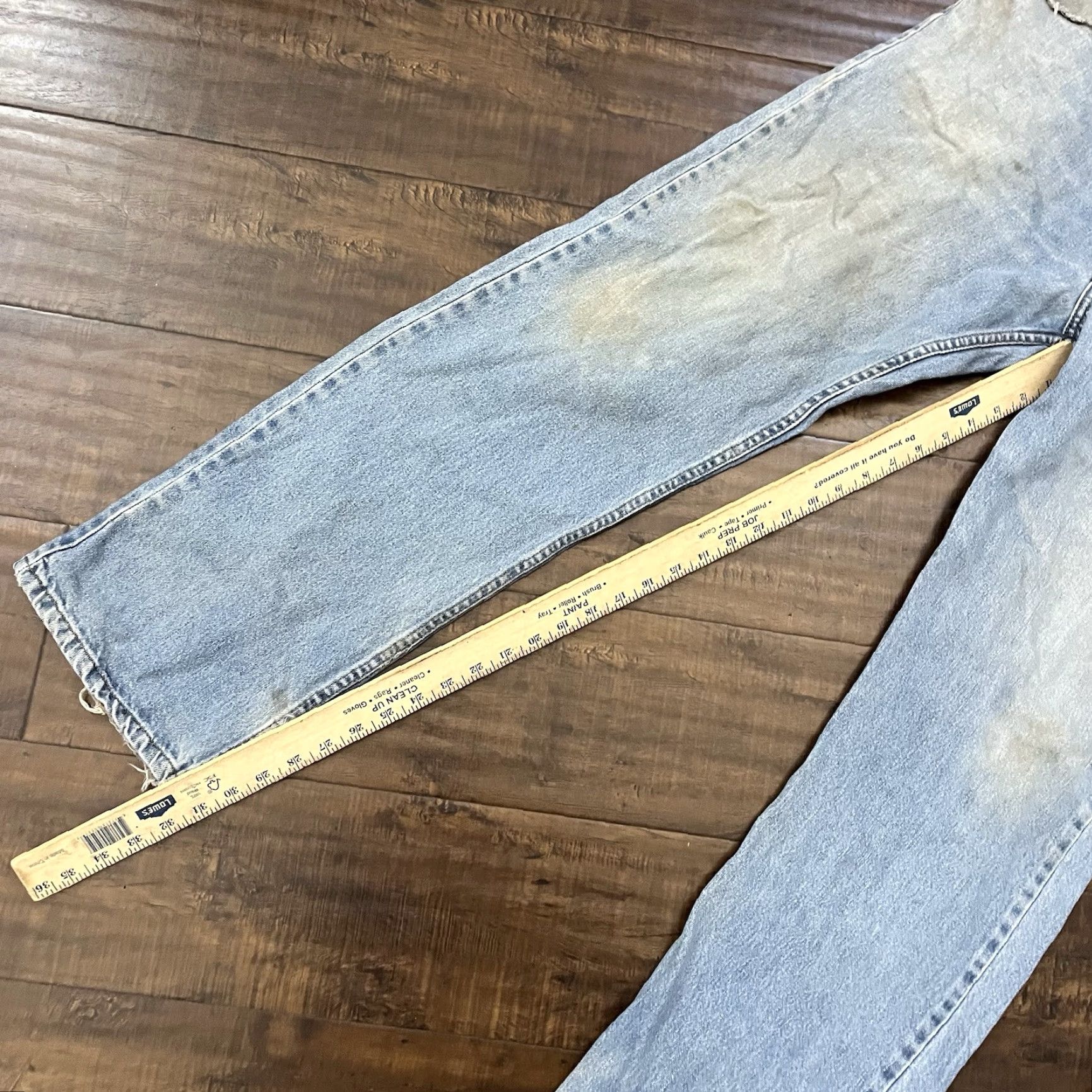 Levi's VINTAGE Levi's Jeans Mens 36x32 Blue 505 Washed Distressed Denim Pants Straight 5-Pocket 100% Cotton Regular) Size US 36 / EU 52 - 4 Thumbnail
