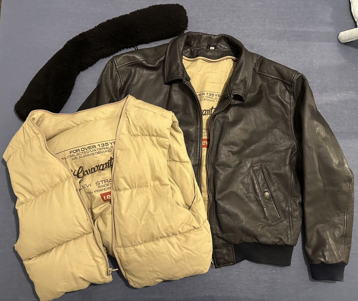Levi's Vintage Clothing Y2K Levi’s Leather Bomber Aviator Size US L / EU 52-54 / 3 - 2 Thumbnail
