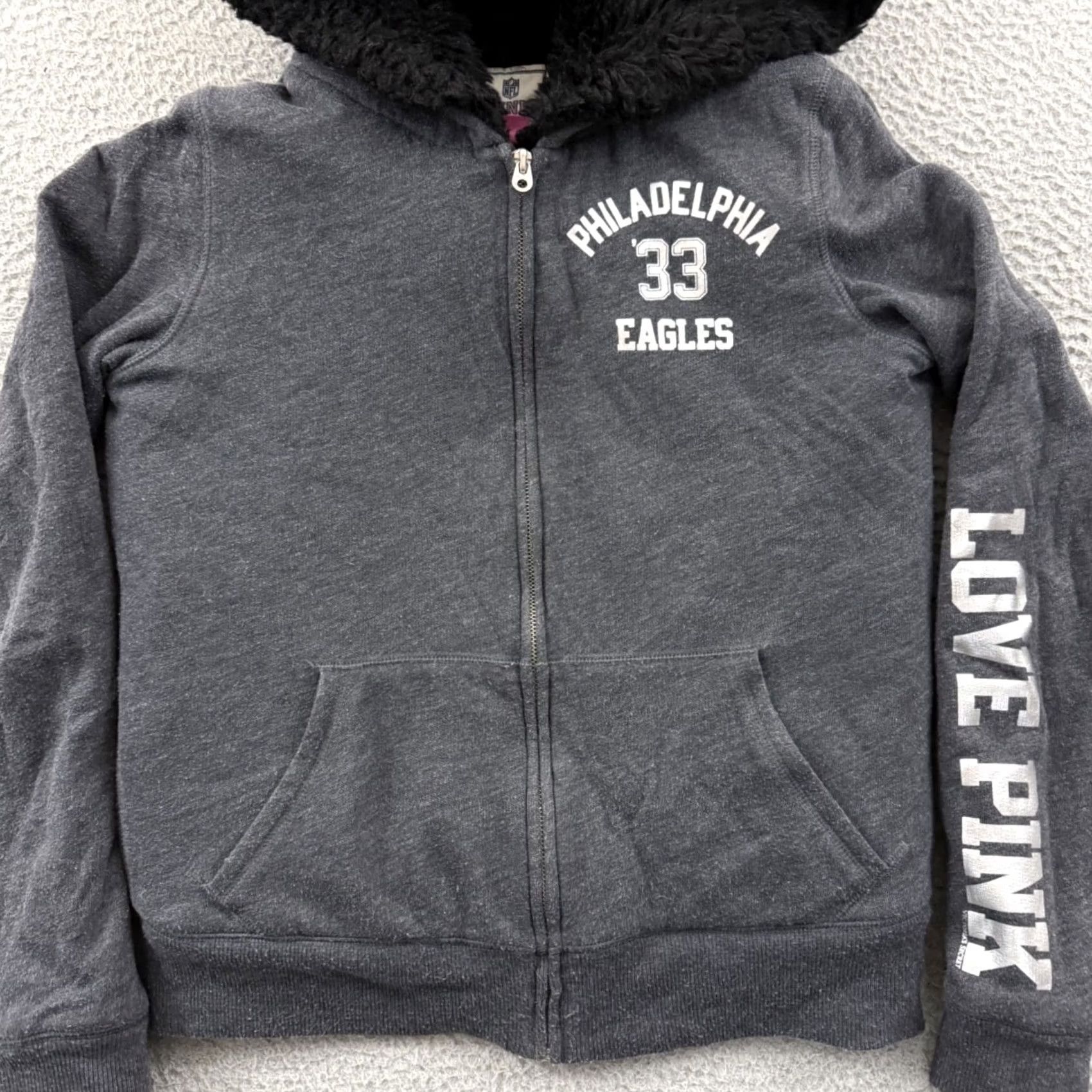 Victoria's Secret VINTAGE Philadelphia Eagles Pink Victoria’s Secret Jacket Womens Small NFL Hooded Sherpa Size S / US 4 / IT 40 - 3 Thumbnail