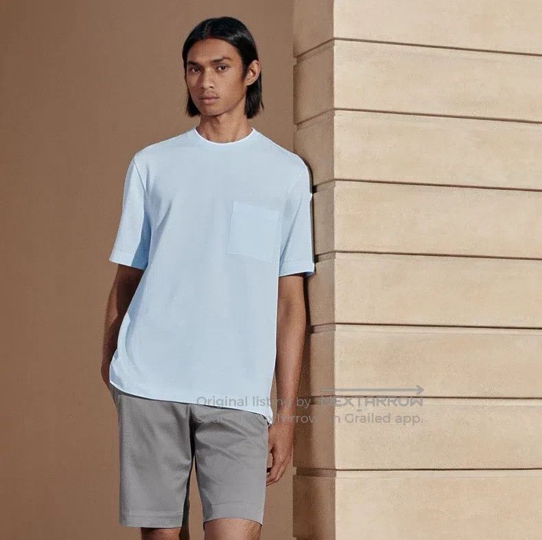 Hermes Hermes Mens Cotton Short Sleeve T-Shirt with Grey Collar E Size US S / EU 44-46 / 1 - 2 Thumbnail