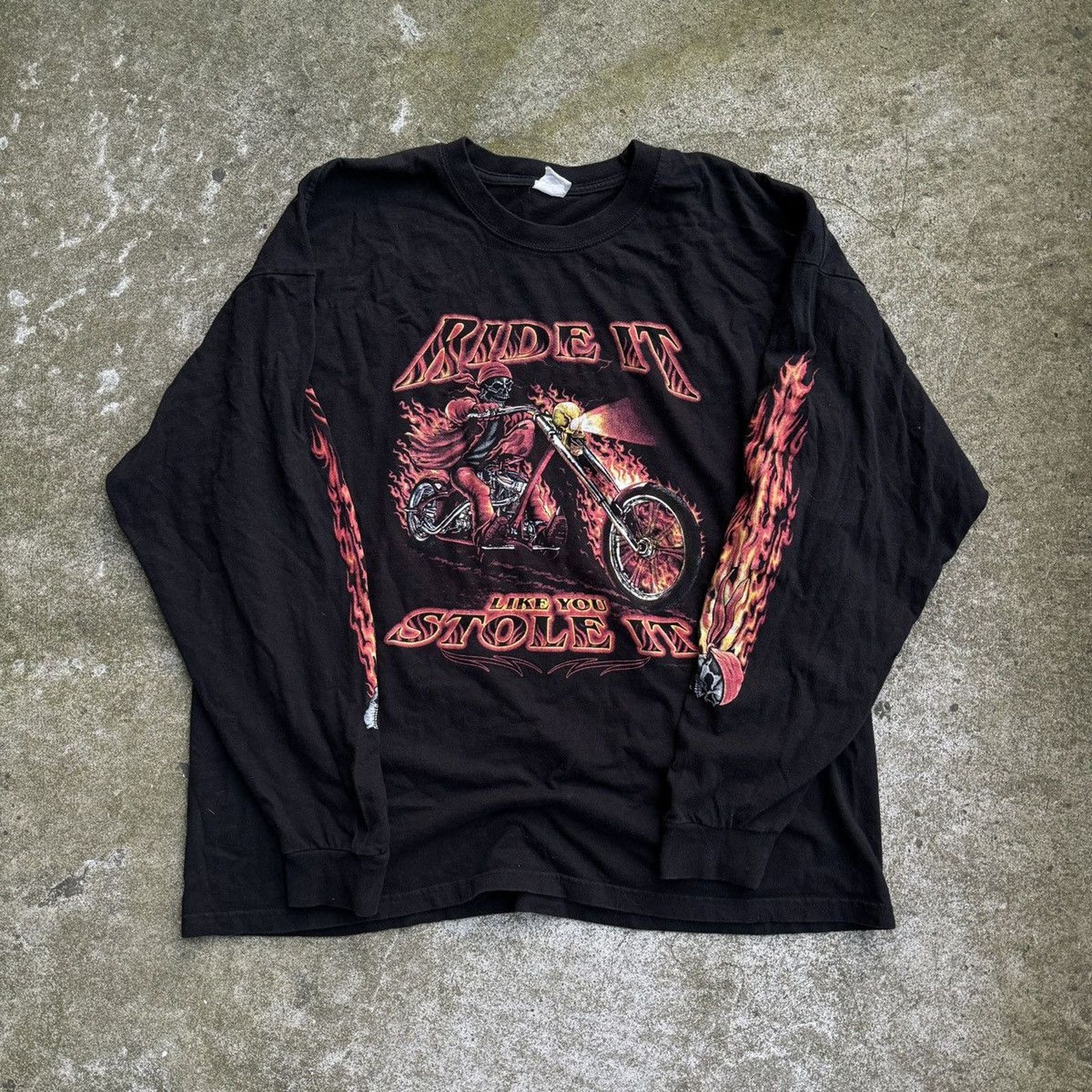Vintage Faded Flame Longsleeve Biker Shirt ERD Grunge Chrome WCC Size US XXL / EU 58 / 5 - 9 Thumbnail