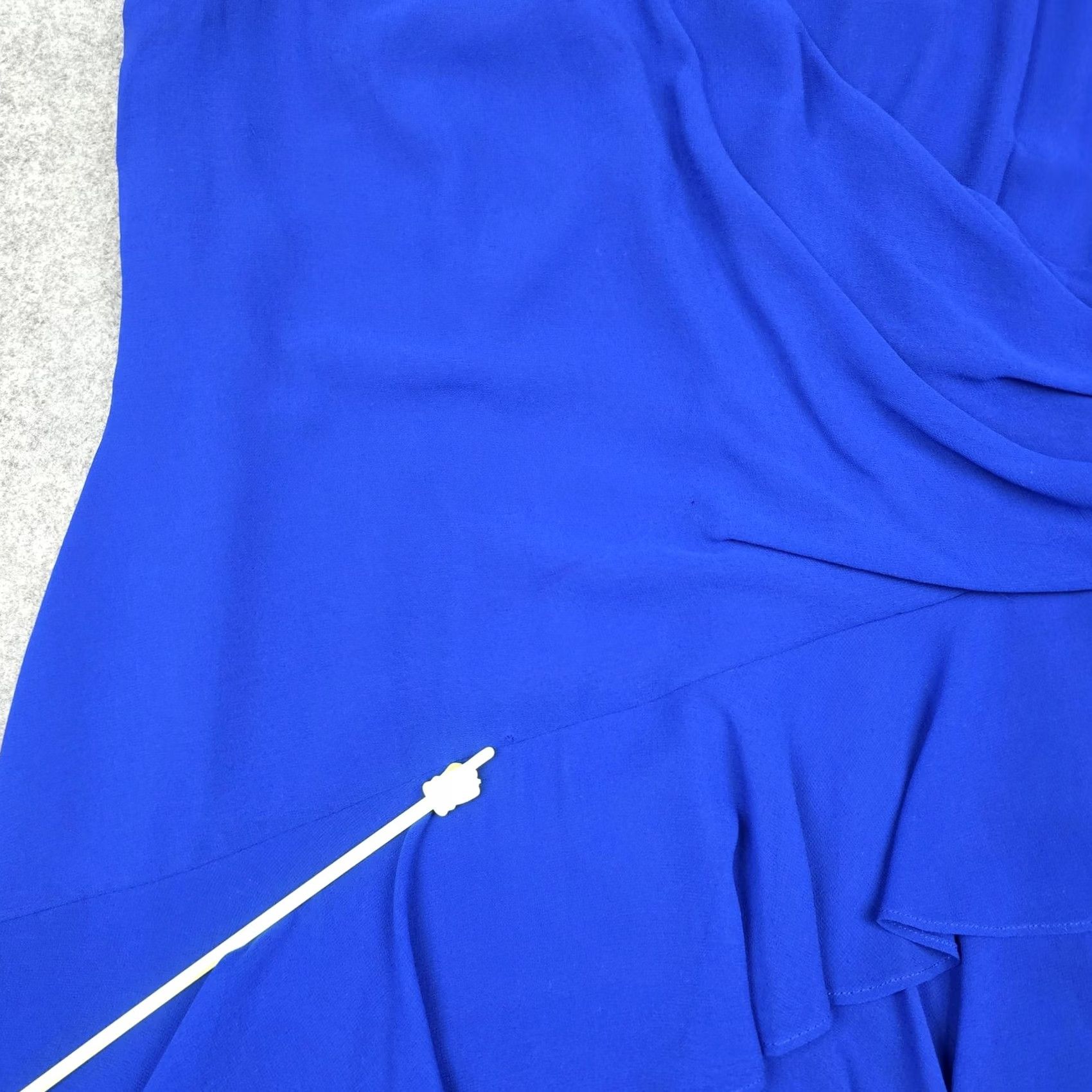 Ralph Lauren Lauren Ralph Dress Womens 14 Blue Ruffle Chiffon Fit Flare Knee Length Size XL / US 12-14 / IT 48-50 - 4 Thumbnail