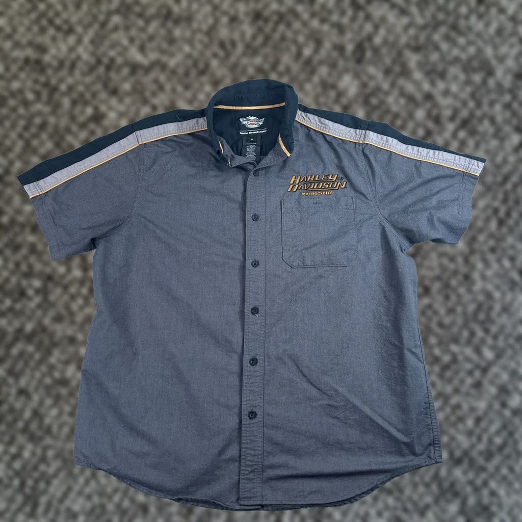 Harley Davidson Harley Davidson Shirt Mens XL Gray Embroidered Short Sleeve  Button | Grailed