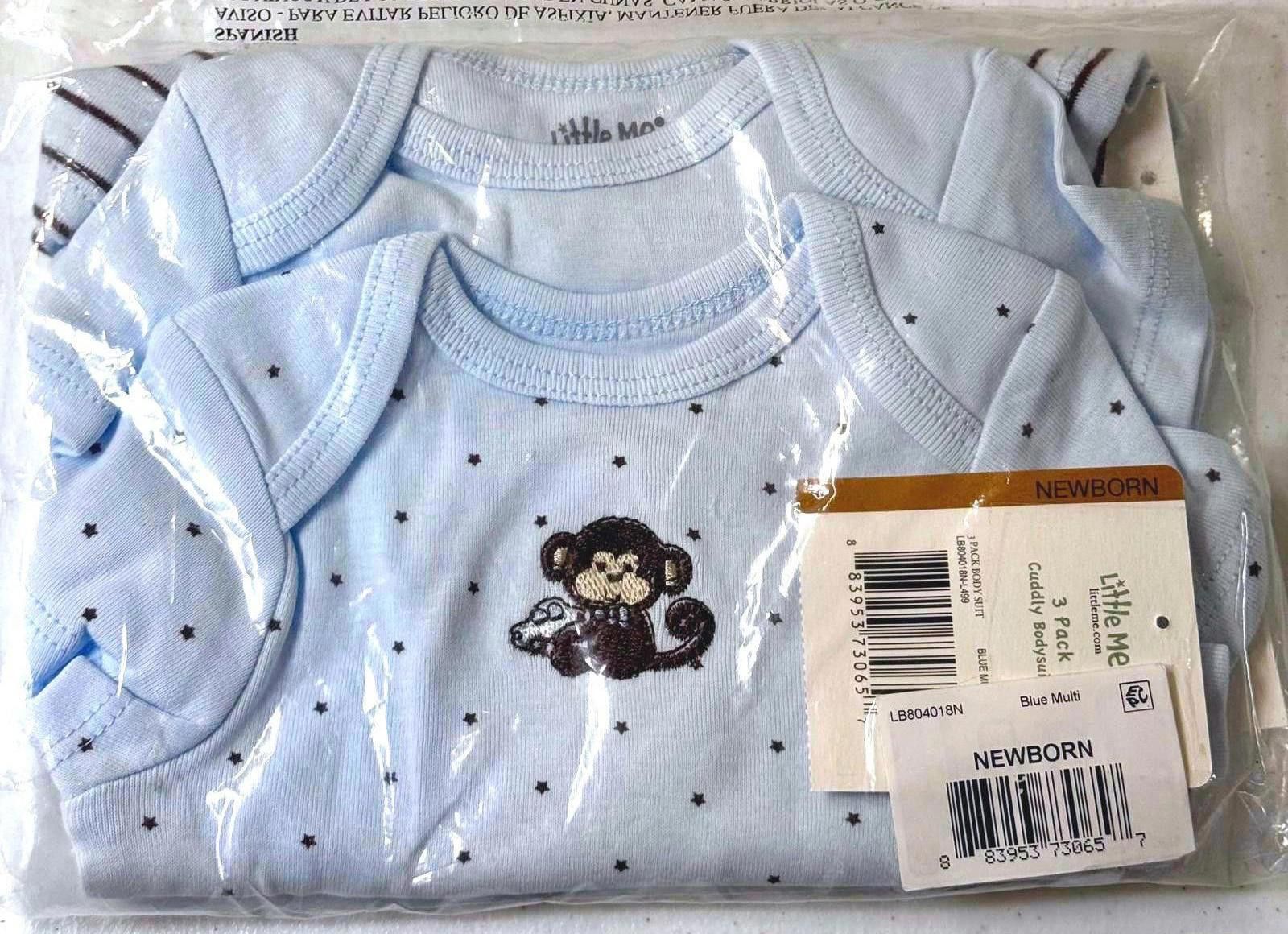 Designer Little Me Newborn Cuddly Bodysuit 3-Pack - Blue Multi Size ONE SIZE - 1 Thumbnail