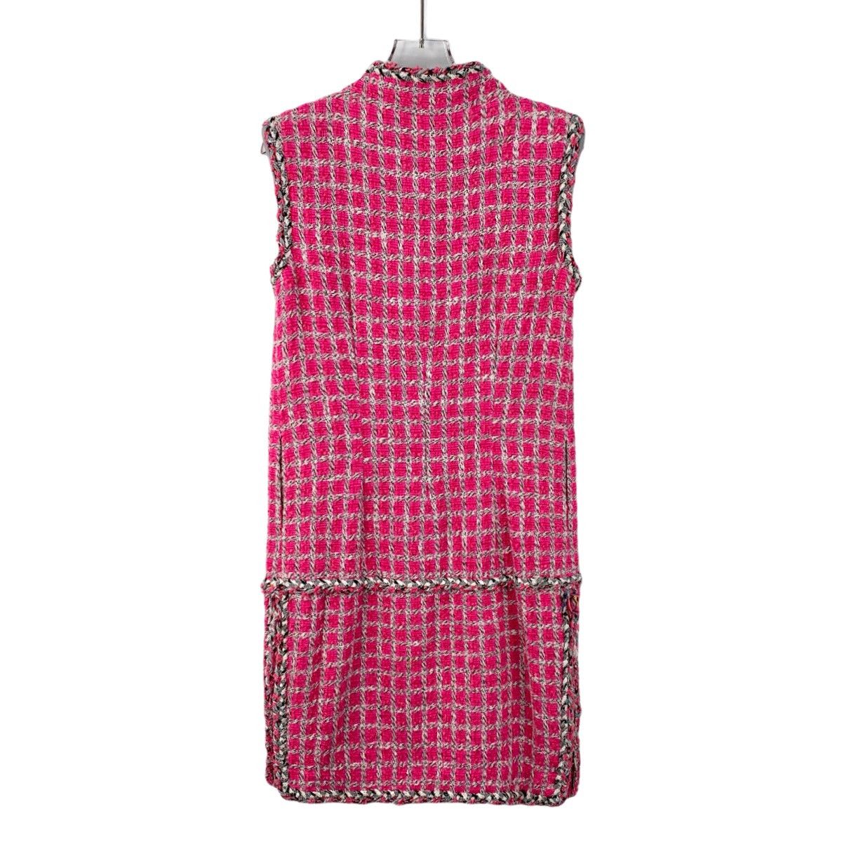 Chanel Chanel Pink Plaid Cotton Sleeveless Woven Tweed Dress K26WX Size XS / US 0-2 / IT 36-38 - 2 Thumbnail