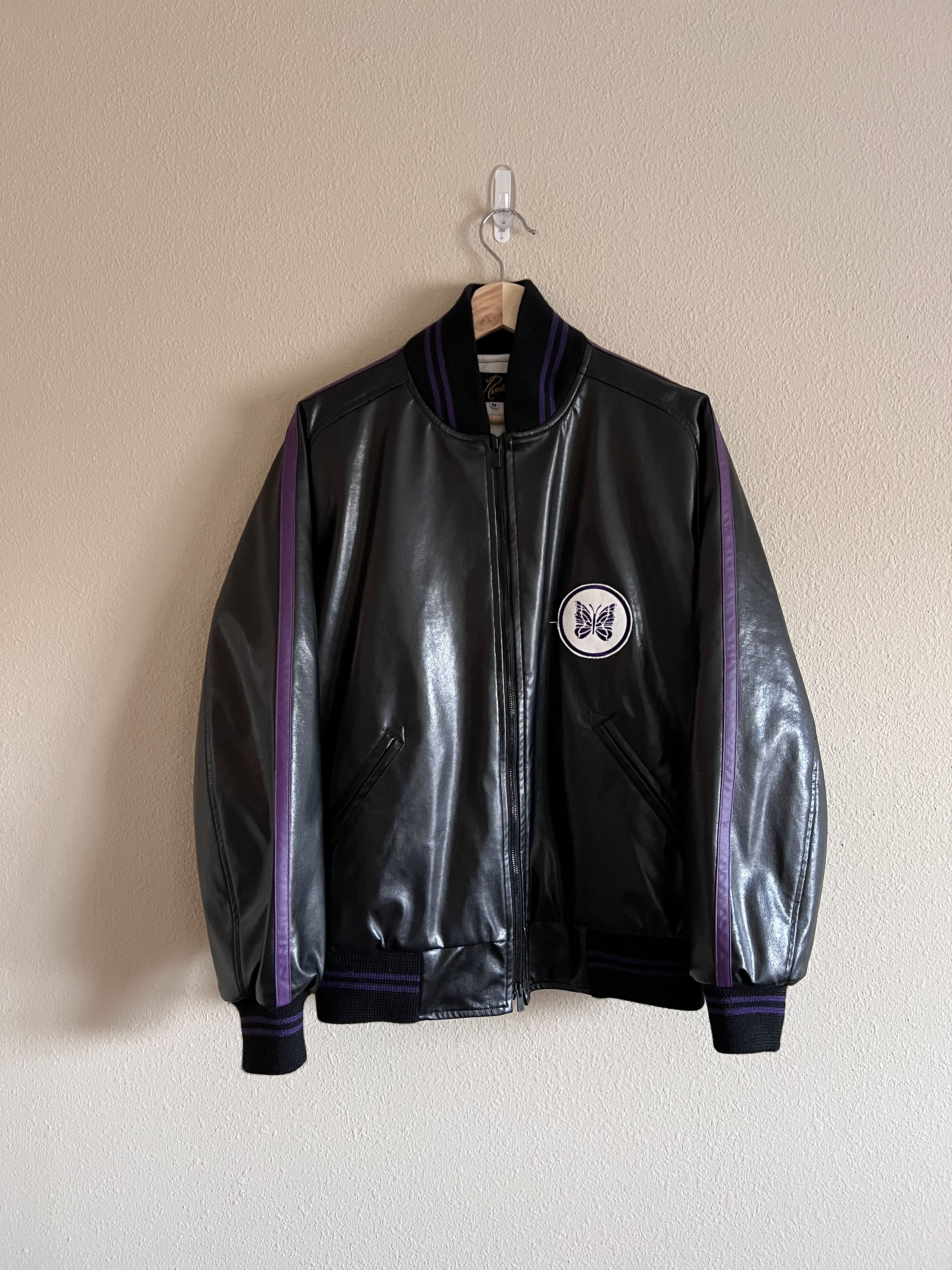 image of Needles Award Faux Leather Jacket in Black, Men's (Size Medium)