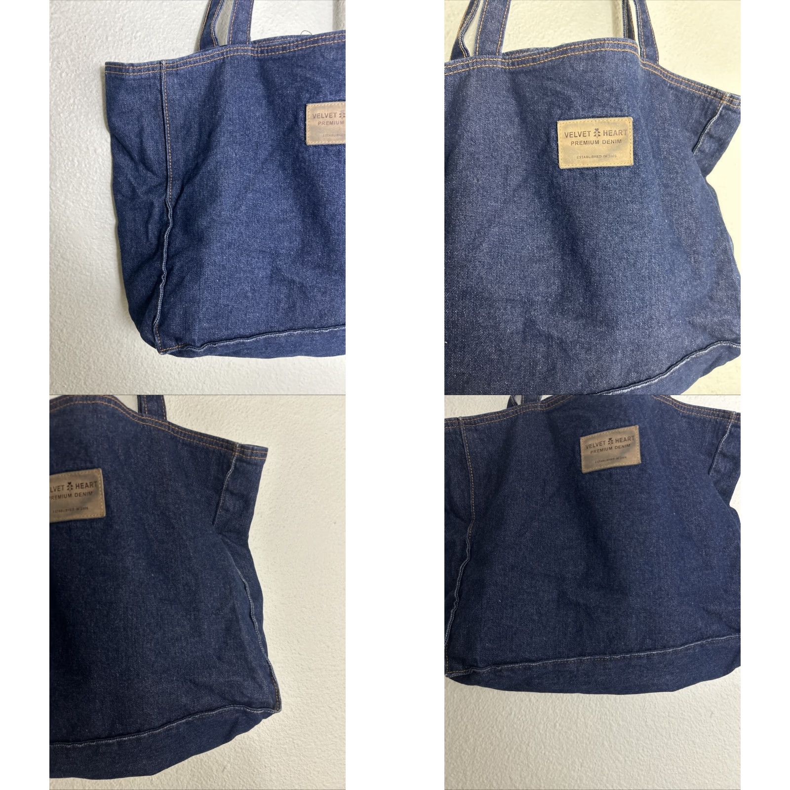 Velvet VINTAGE Velvet Heart Premium Denim Double Handle Tote Bag Dark Wash 16x13x5 Size ONE SIZE - 9 Thumbnail