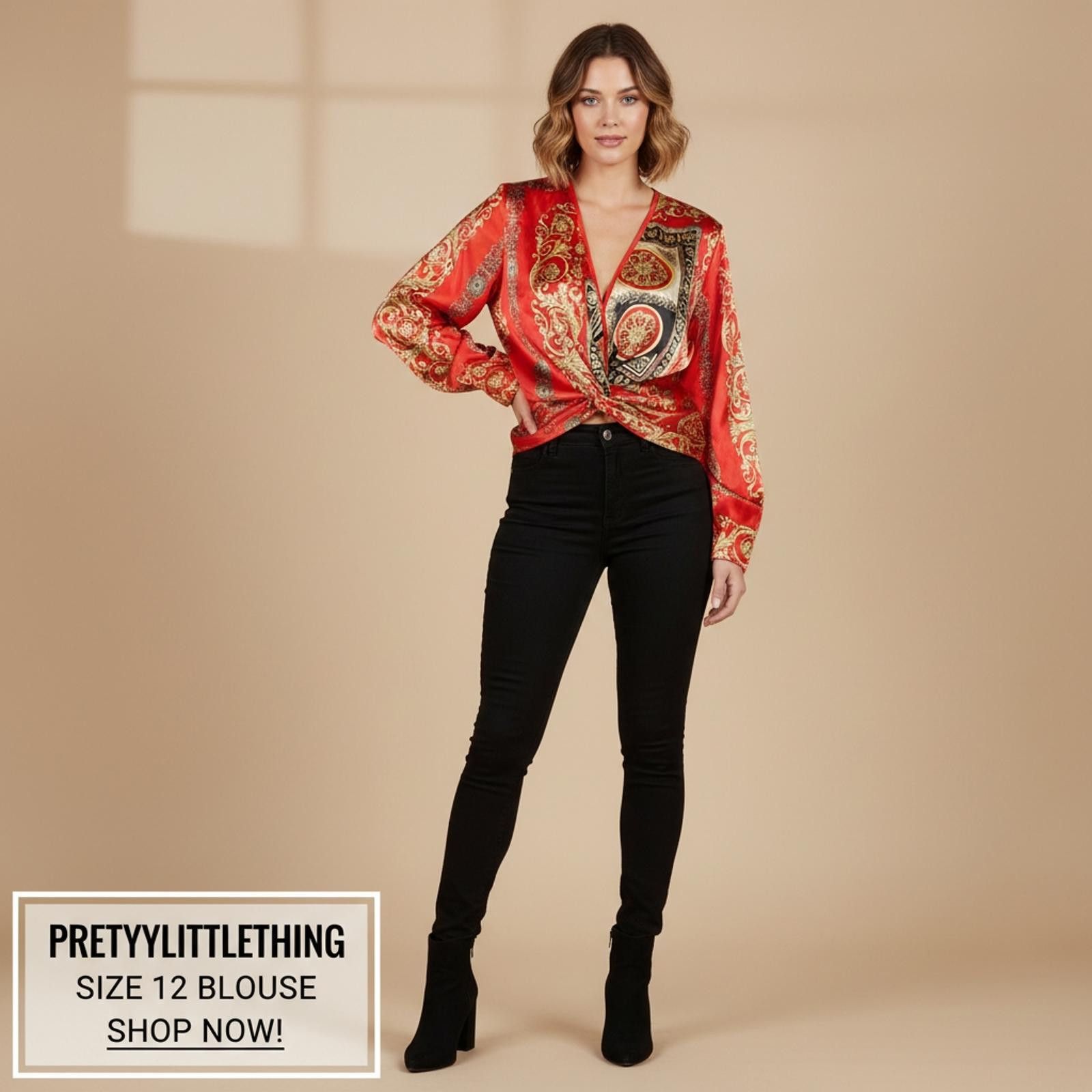 Other PrettyLittleThing Size 12 Baroque Print Blouse Size XL / US 12-14 / IT 48-50 - 2 Thumbnail