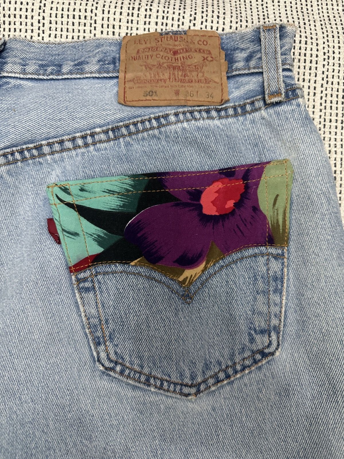 Levi's 🔥 Levis 501 Patchwork Sashiko Reworked Size US 34 / EU 50 - 9 Thumbnail