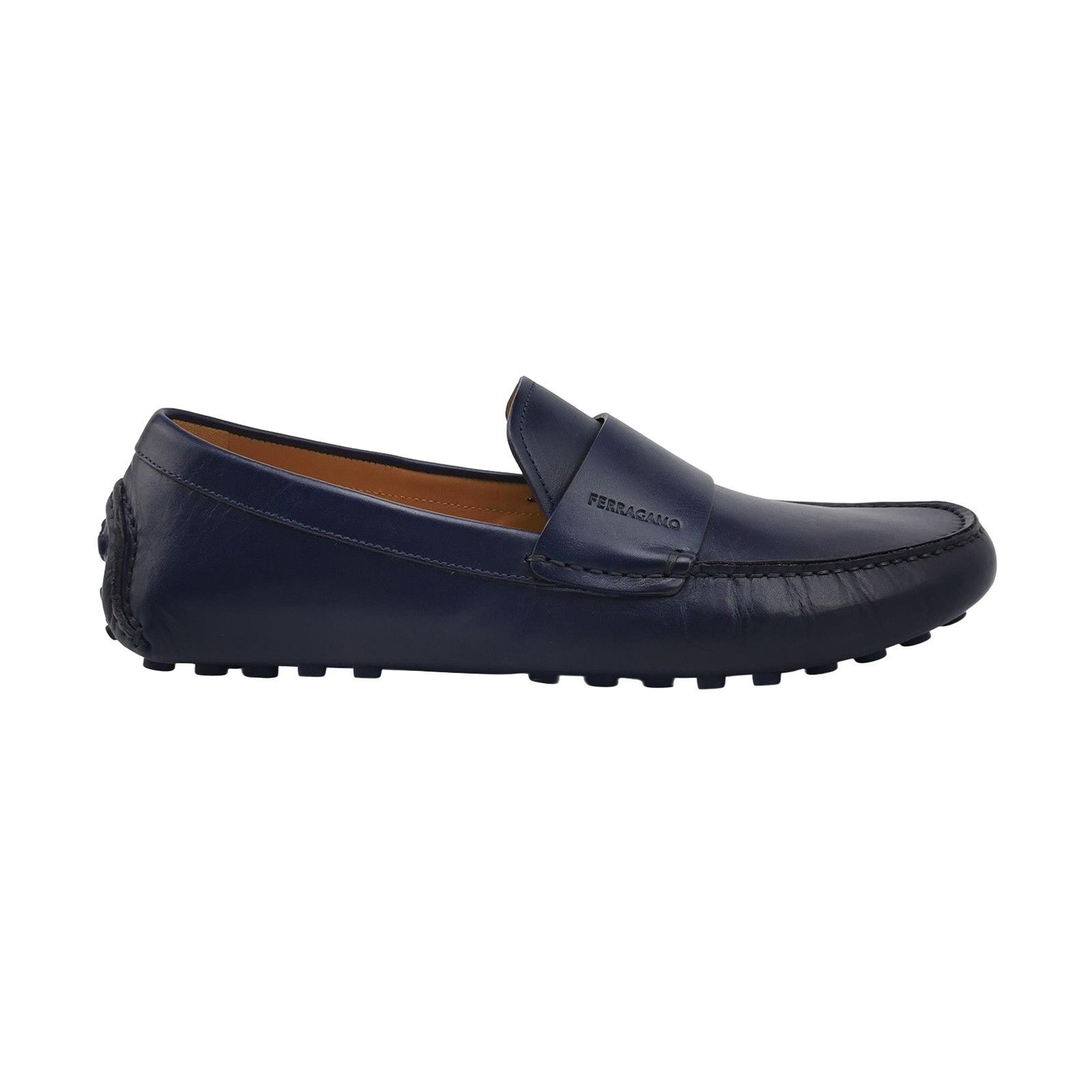 Salvatore Ferragamo Salvatore Ferragamo Blue Leather Pebble Sole Drivers 10 Size US 10 / EU 43 - 1 Thumbnail