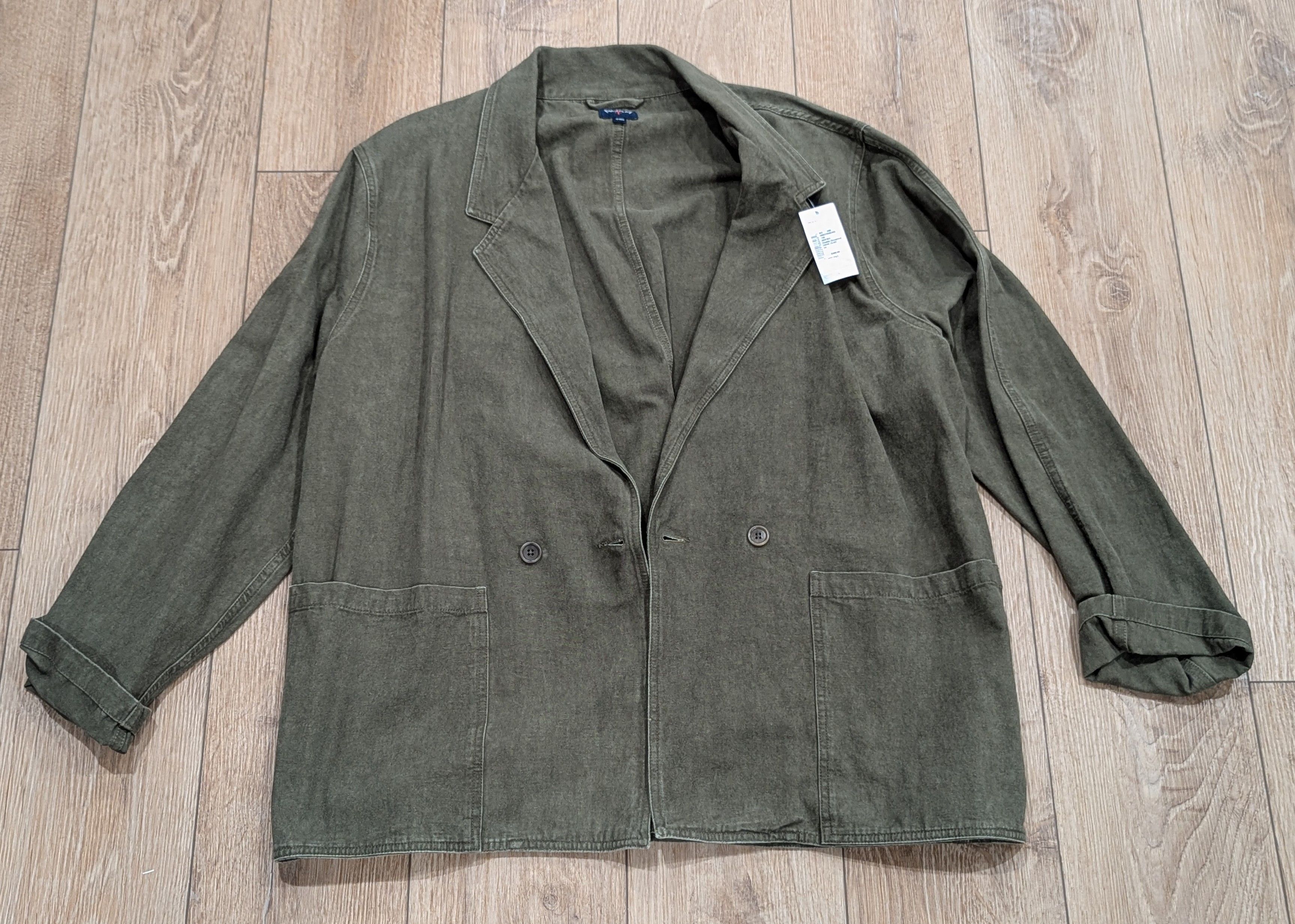 Noah NOAH Double Breasted Cotton Jacket Dark Olive Green 44 Size US L / EU 52-54 / 3 - 1 Thumbnail