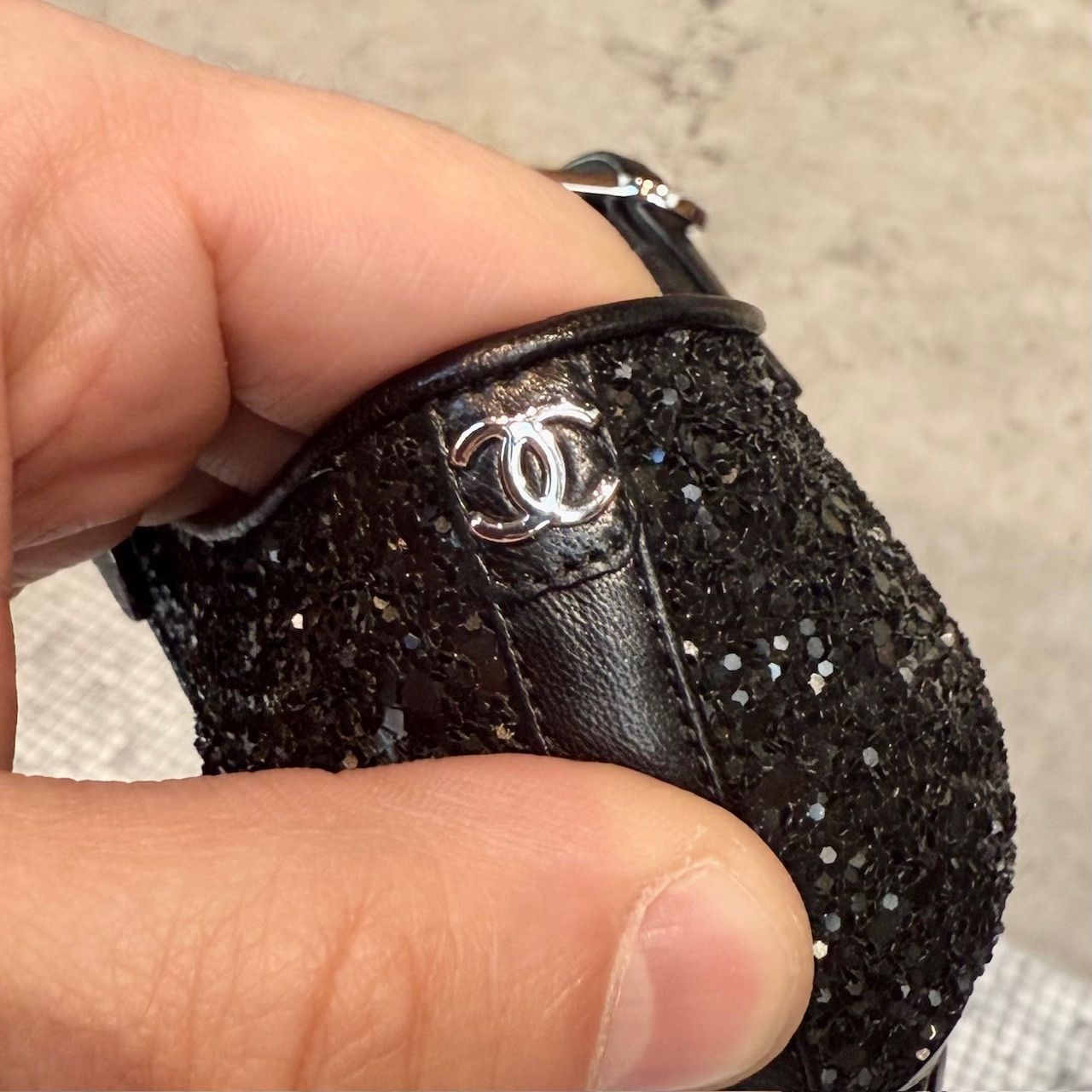 Chanel Chanel 2021 Black Glitter Platform Peep Toe Pumps Size US 8.5 / IT 38.5 - 13 Thumbnail