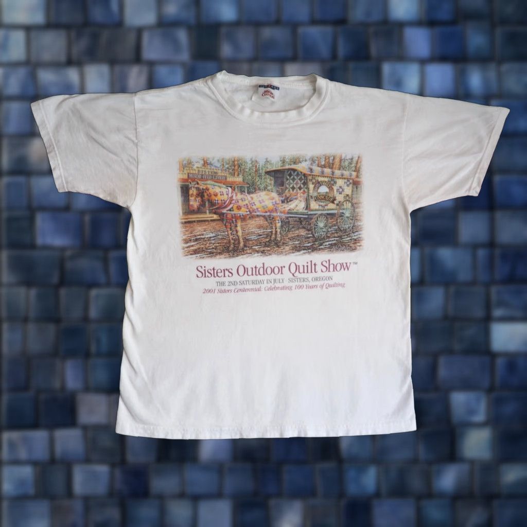 Jerzees VTG Y2K Jerzees 2001 Sisters Oregon Quilt Folk Art Show White Tee T-Shirt S Unisex Cotton Short Sleeve Graphic Tee Size US S / EU 44-46 / 1 - 1 Thumbnail