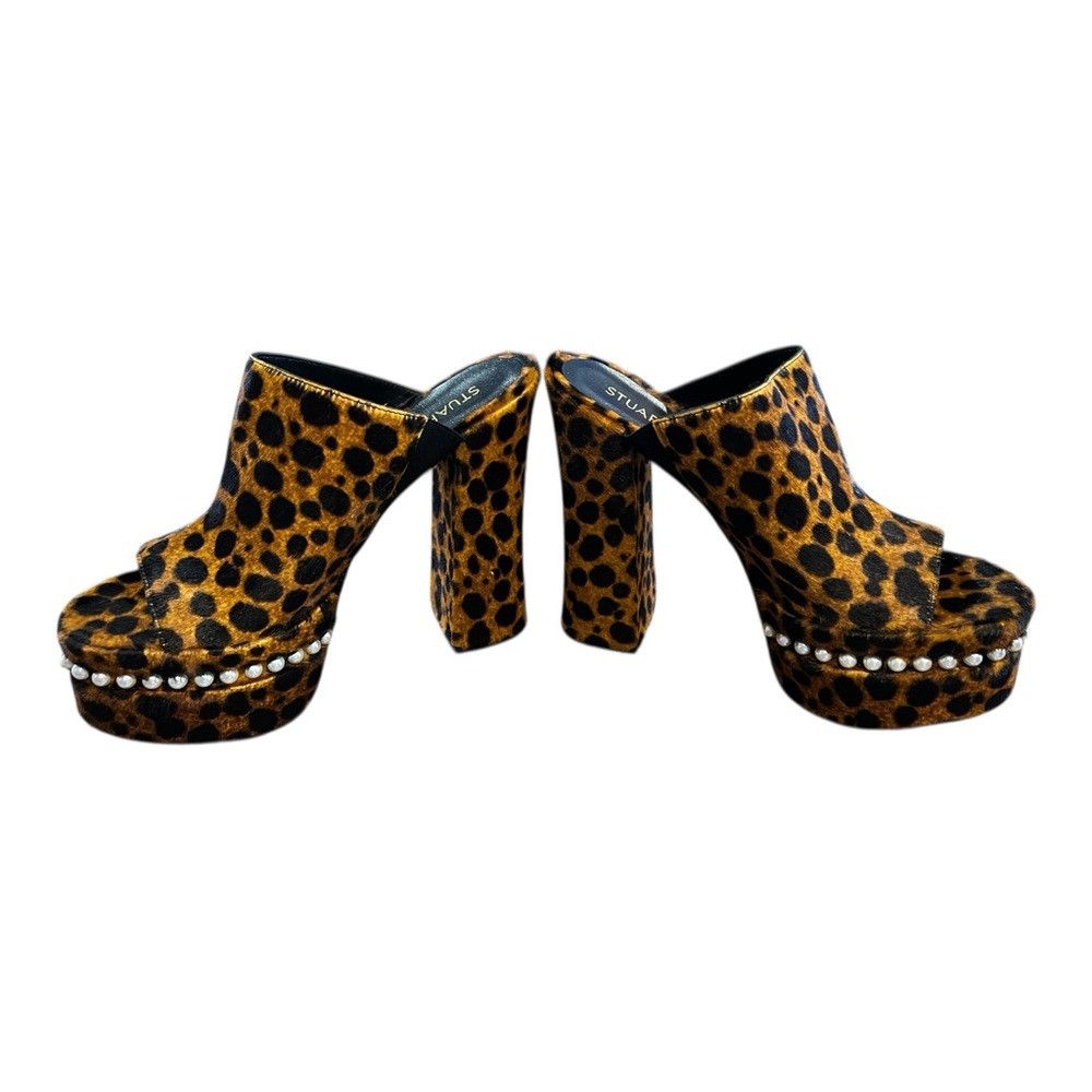 Stuart Weitzman Stuart Weitzman Skyhigh 145 Pearl Slide Calf Hair Leopard Size US 8.5 / IT 38.5 - 7 Thumbnail