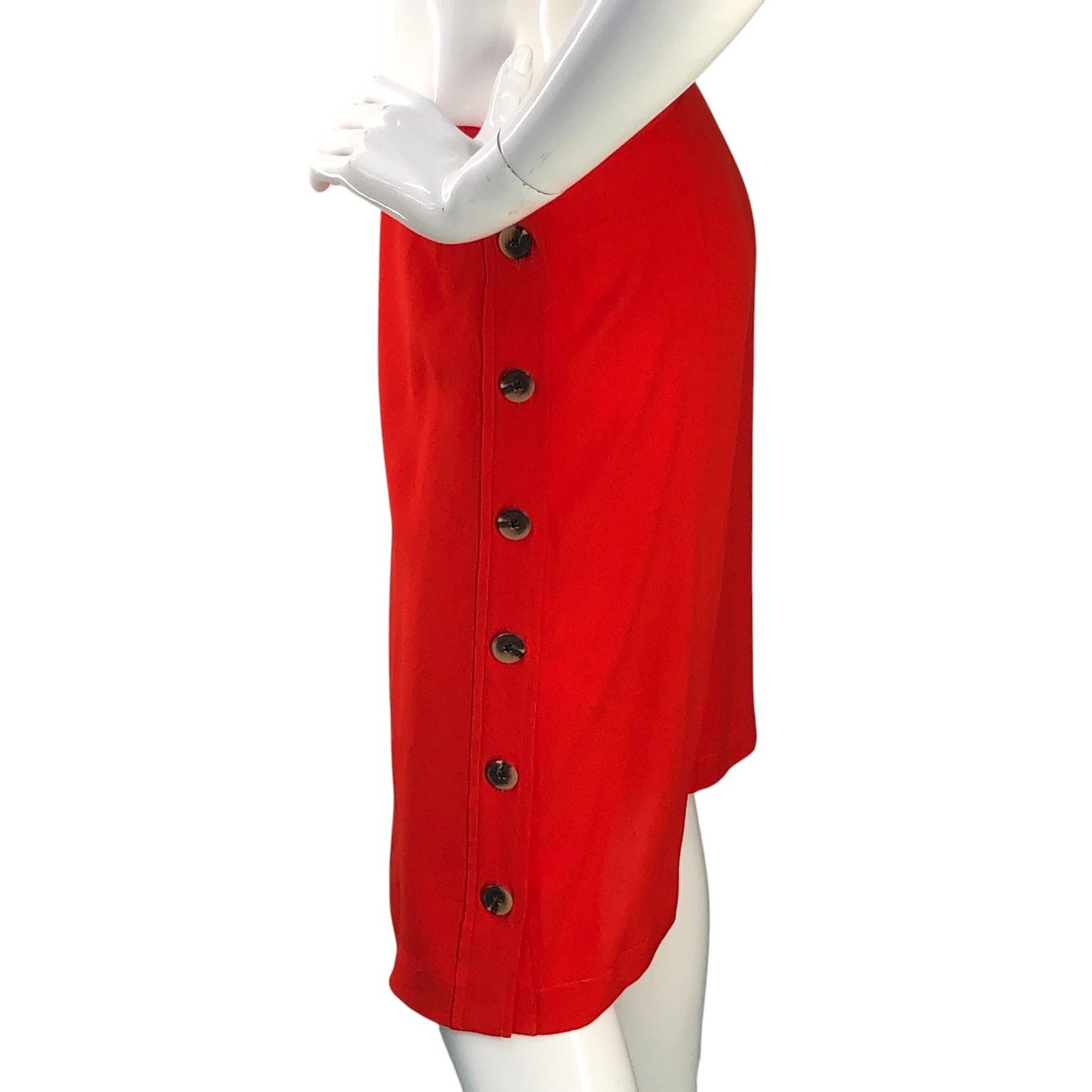 Madewell Madewell Size 0 Skirt Side Buttons Knee Length Viscose Red Size 25" / US 0 / IT 36 - 4 Thumbnail