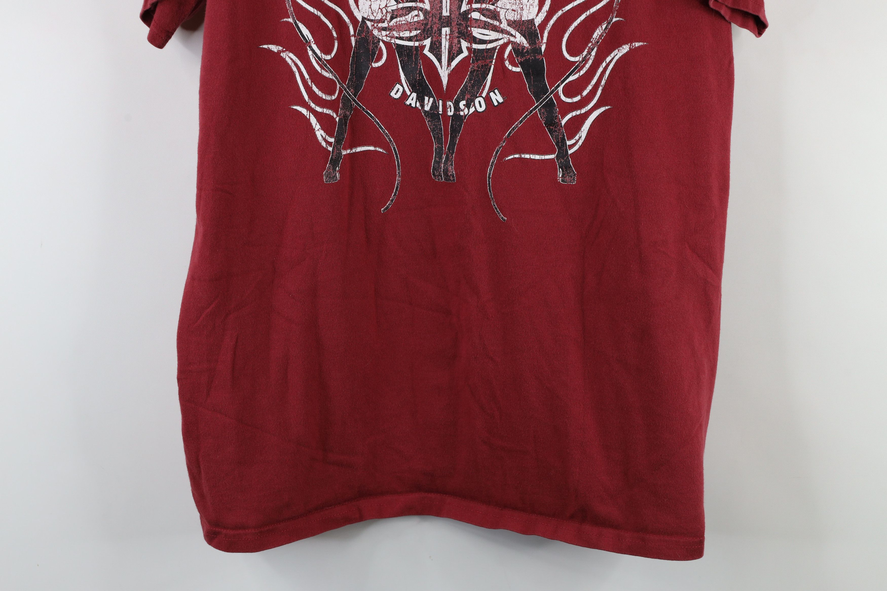 Harley Davidson × Vintage Vintage Y2K Harley Davidson Flames Pinup Girl T-Shirt Red Size US XL / EU 56 / 4 - 3 Thumbnail