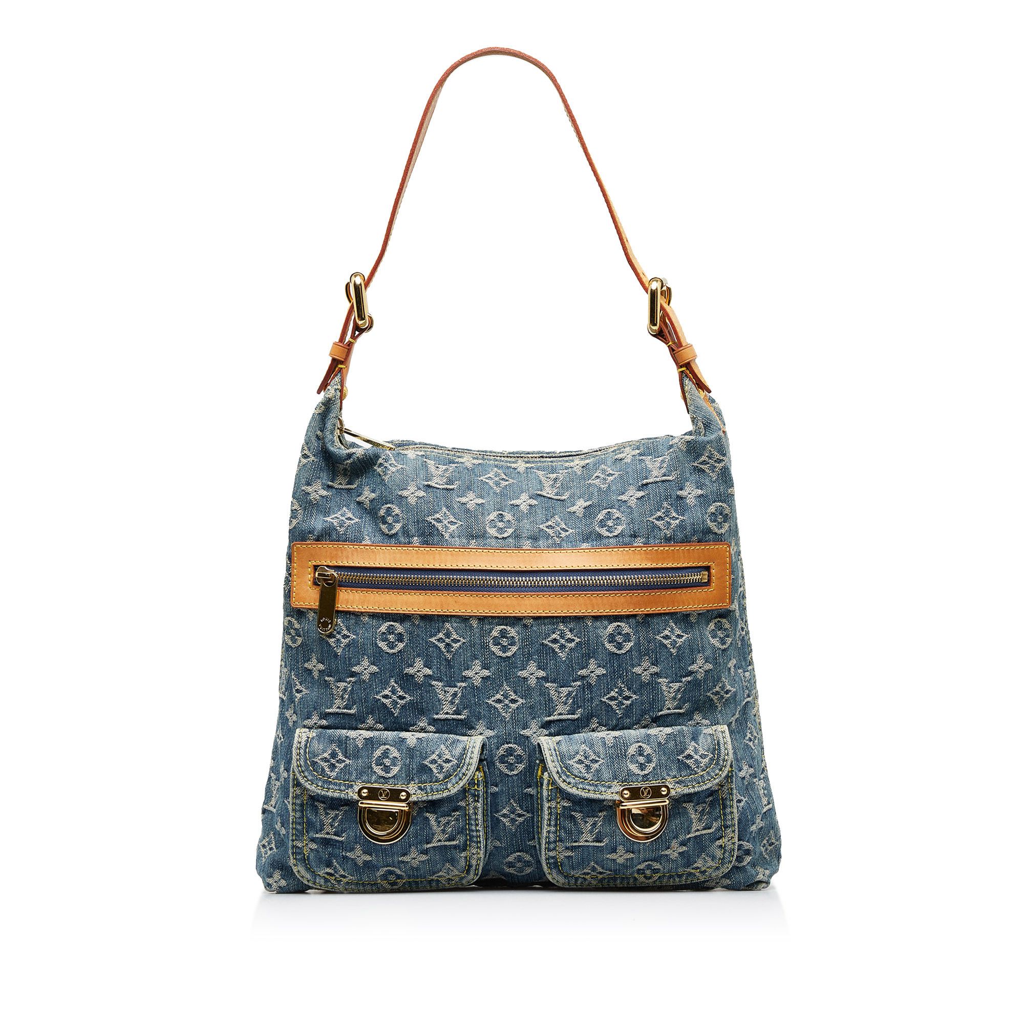 Handbags Louis Vuitton Louis Vuitton Nigo Monogram Denim Japanese Cruiser Bag Blue M45970 Auth 28149a