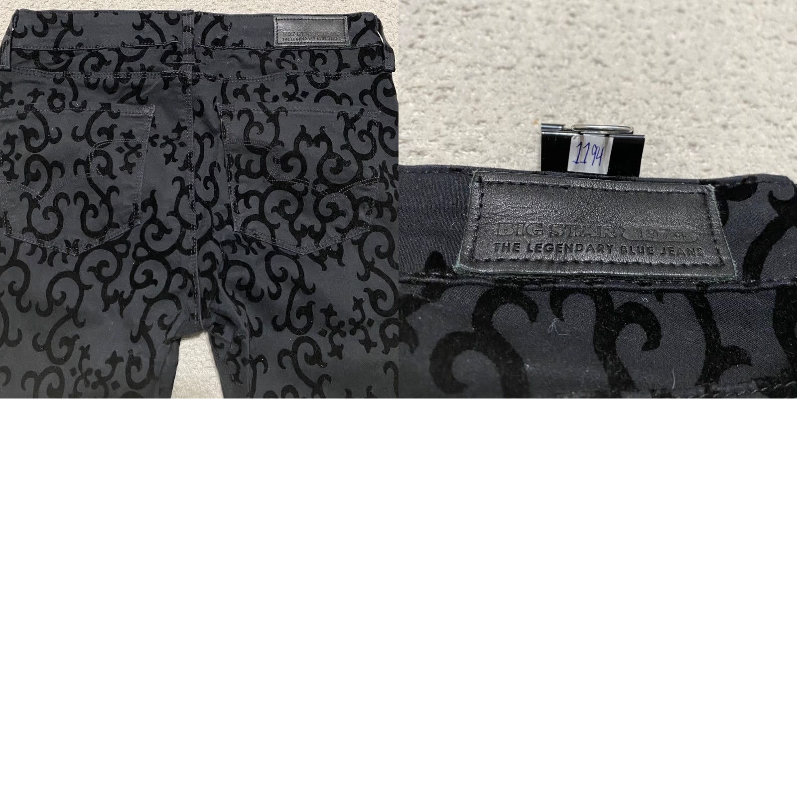 Velvet BIG STAR Jeans 26 Black Geometric Velvet Burnout Andrea Skinny Mid Rise Womens Shirt Size 26" / US 2 / IT 38 - 9 Thumbnail