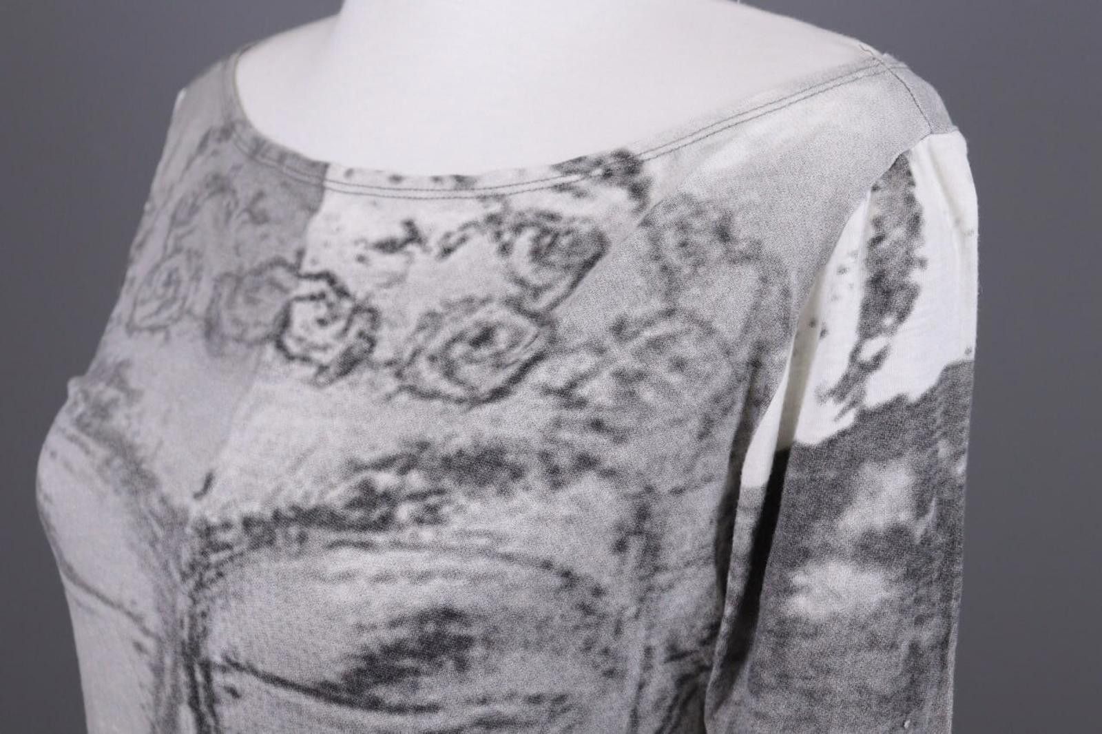 Designer Sarah Pacini Gray Printed Top Shirt One Size Size ONE SIZE - 8 Thumbnail