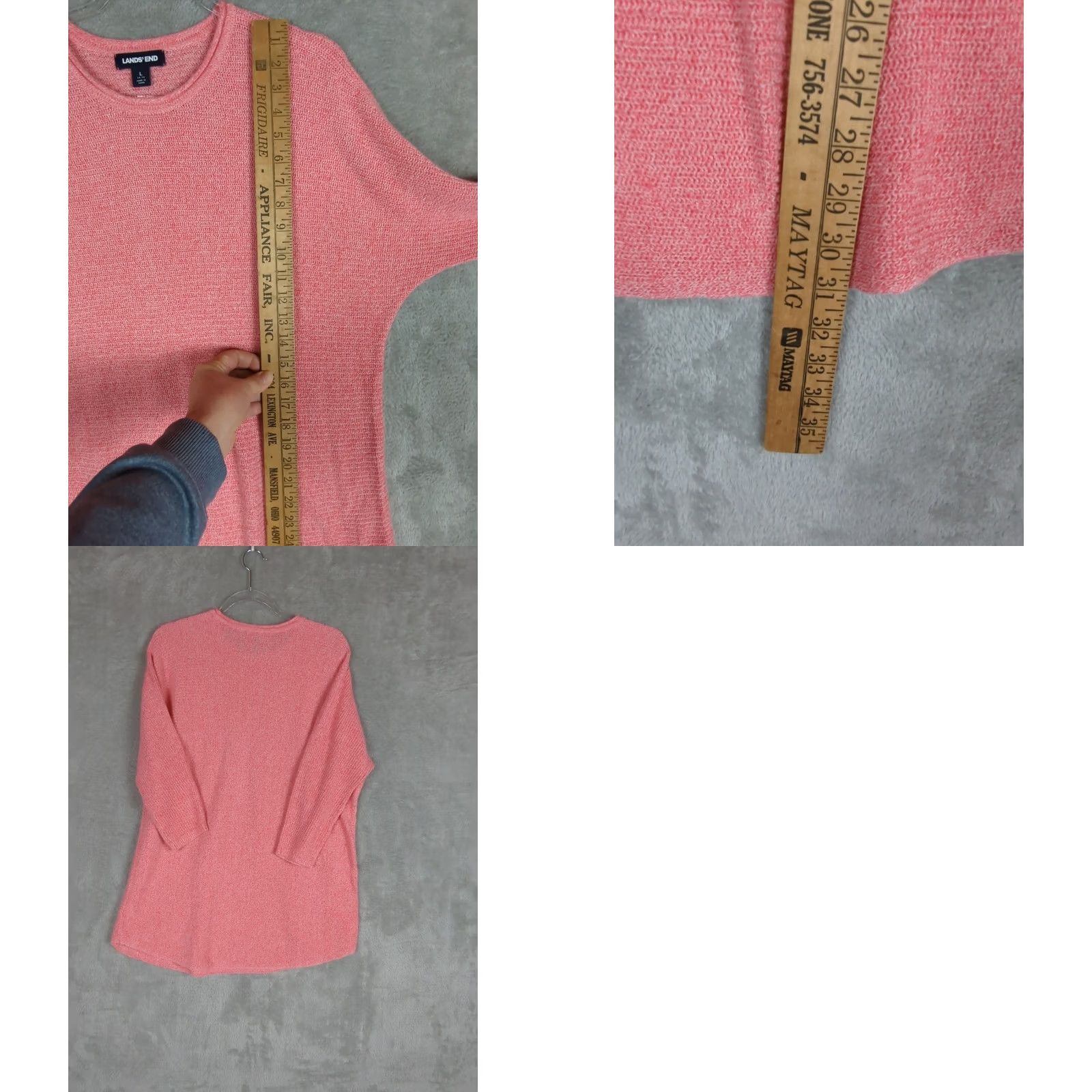 Lands' End Lands' End Sweater coral pink Women L Dolman Sleeve Roll Neck 3/4 Knit Pullover Linen Blend Beachy Casual Knit Shirt Size L / US 10 / IT 46 - 8 Thumbnail