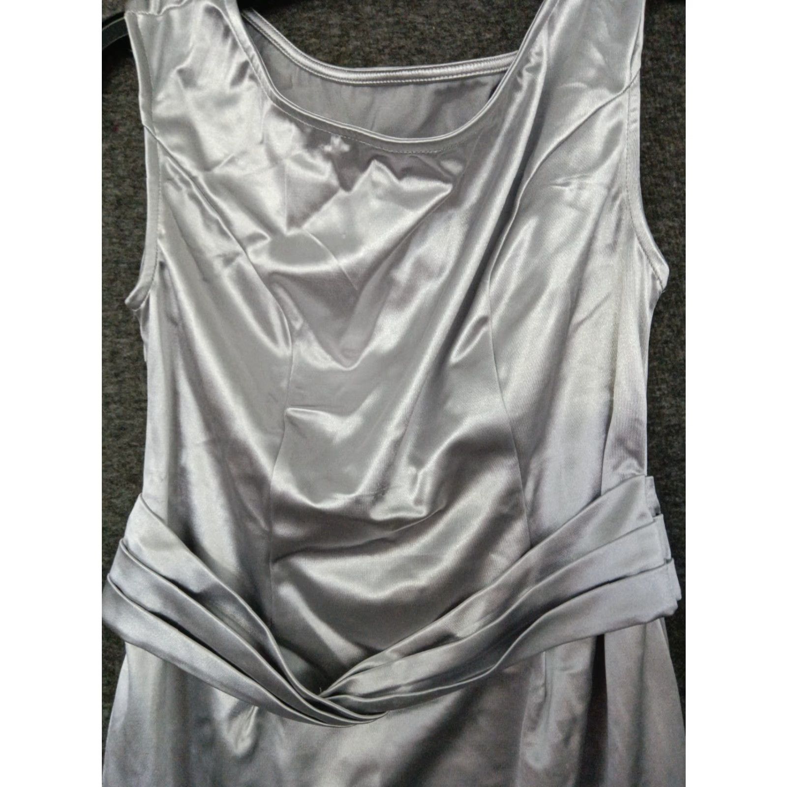 Vintage Dress Women's M Metallic Gray Ruched Party Midi Sleeveless Wrap Belt - Unbranded - Sheath - Regular - Gray - Dress Size M / US 6-8 / IT 42-44 - 4 Thumbnail