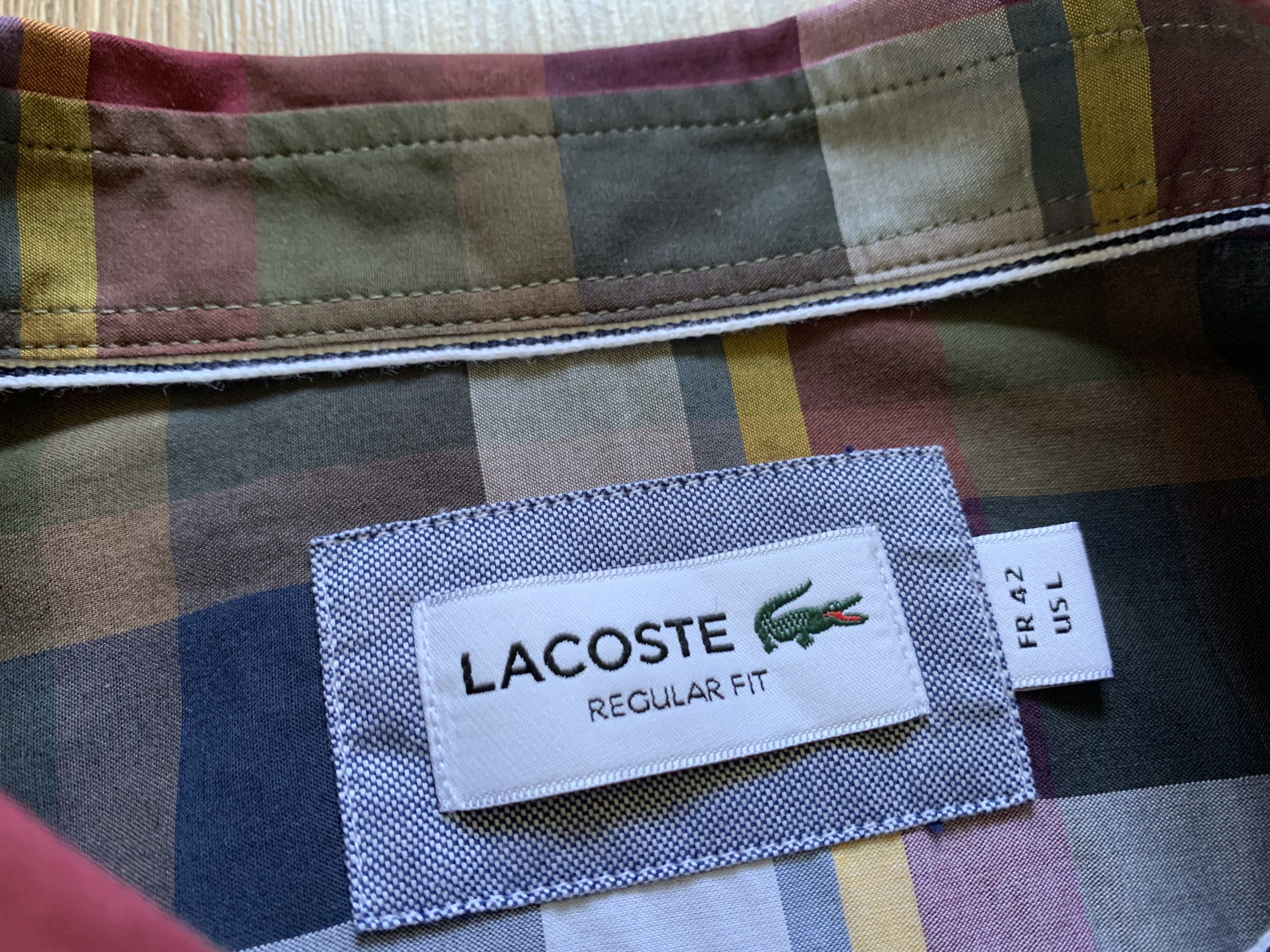 Designer × Lacoste Lacoste Regular Fit Plaid Button Down Long Sleeve Shirt Size 42L - 6 Thumbnail