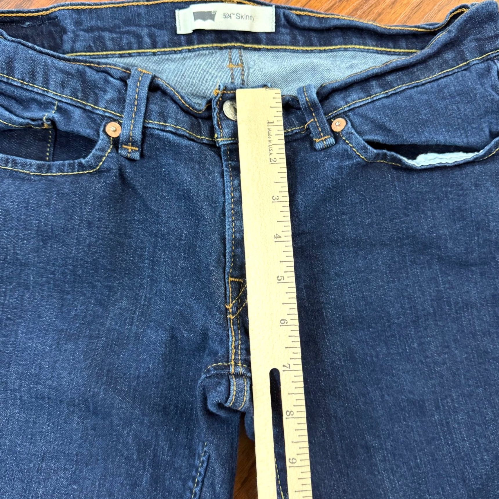 Levi's Levis 524 Jeans Womens 9 Skinny Low Rise Stretch Denim Dark Wash 29x26 Blue Cotton Blend Denim Regular 500 Series Womens Jeans 29x26 Size 29" - 4 Thumbnail