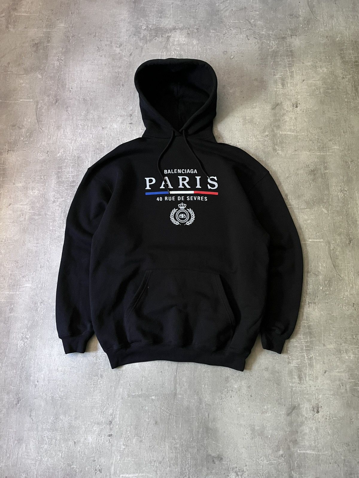 Balenciaga Paris embroidered logo hoodie black