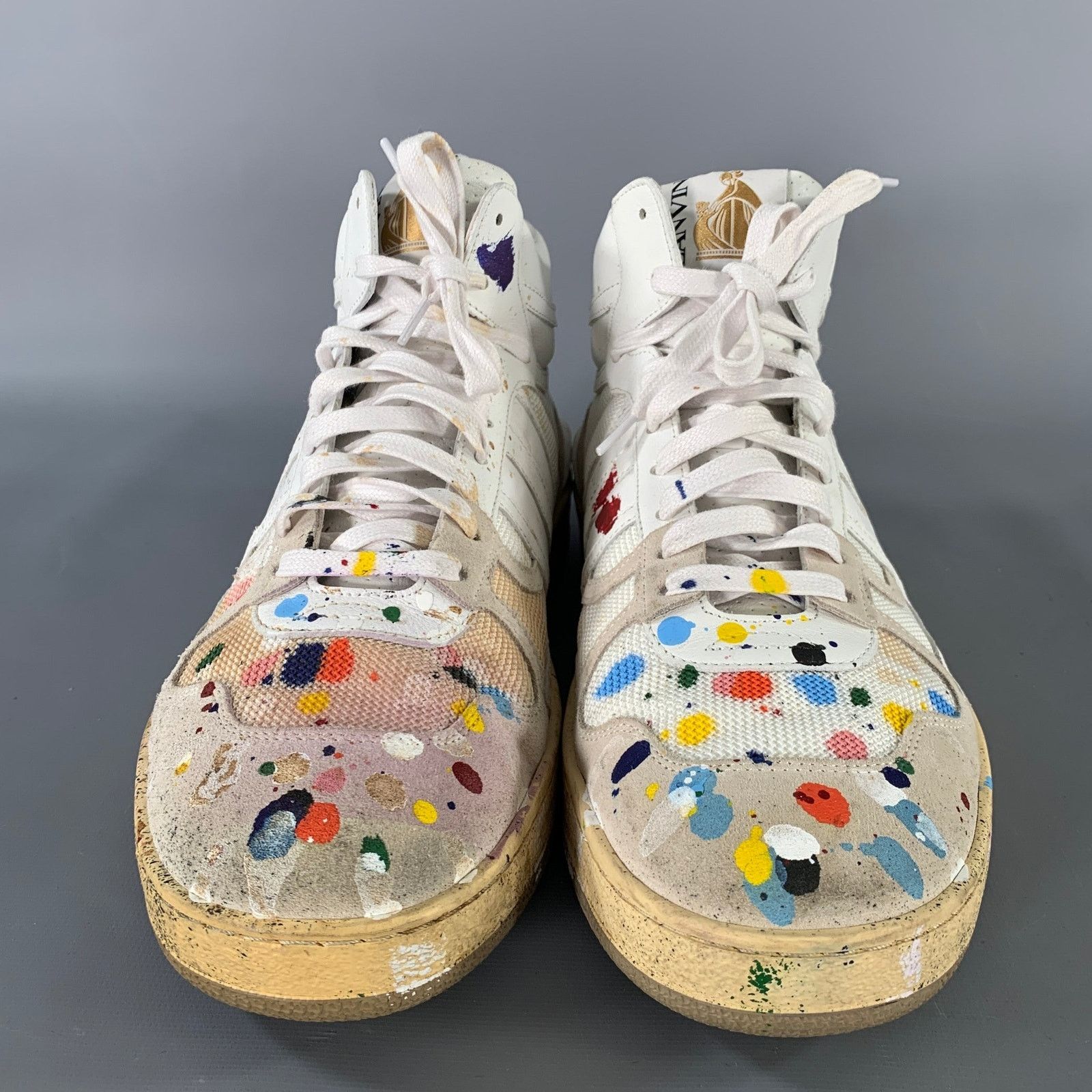 Lanvin Sz 10 White Multi-Color Splattered Leather Hi-Top Sneakers Size US 10 / EU 43 - 4 Thumbnail