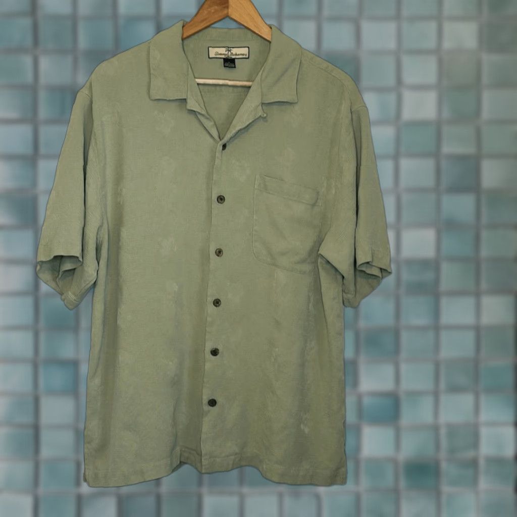 Tommy Bahama Tommy Bahama Shirt Green Short Sleeve Relax Button-Up Silk L Mens Hula Girl Size US L / EU 52-54 / 3 - 1 Thumbnail