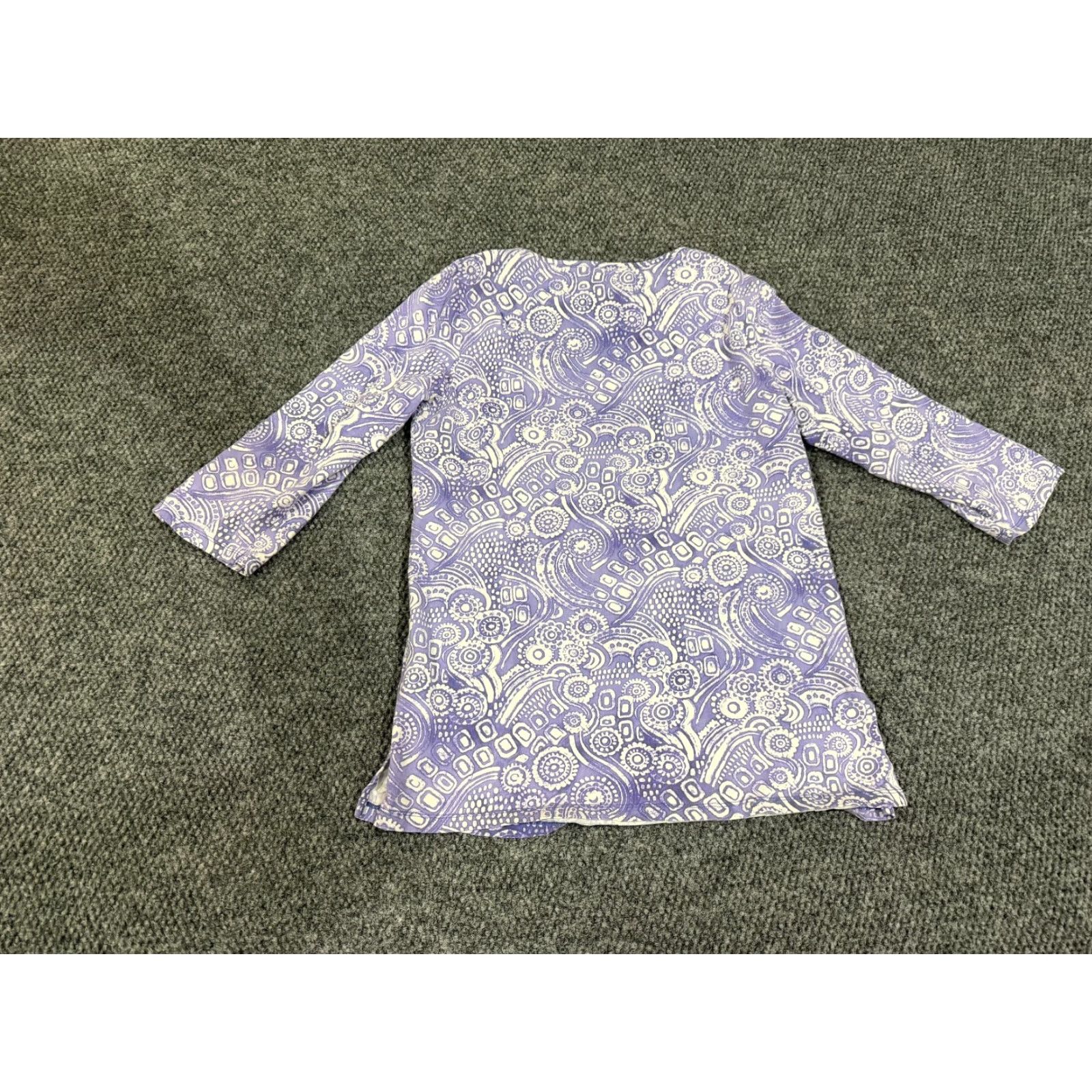 Coldwater Creek Coldwater Creek Blouse Womens Medium Purple Paisley Knit Stretch Tailored Casual Shirt Tunic Long Sleeve Round Neck Cotton Size M / US 6-8 / IT 42-44 - 7 Thumbnail