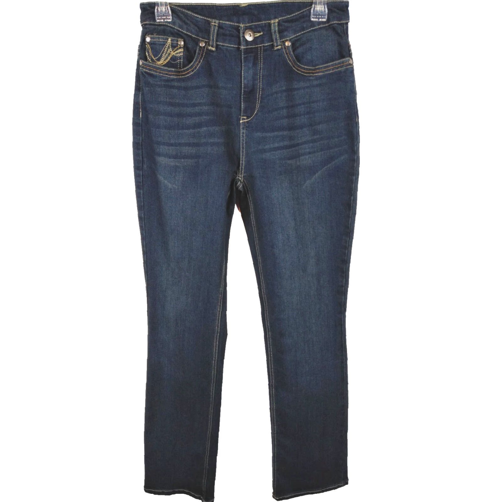 Vintage Christopher & Banks Jeans Womens Size 4 Pants Blue Denim Embroidered Pockets Jeans Womens 4 Blue Denim Embroidered Pockets Size 27" / US 4 / IT 40 - 2 Thumbnail
