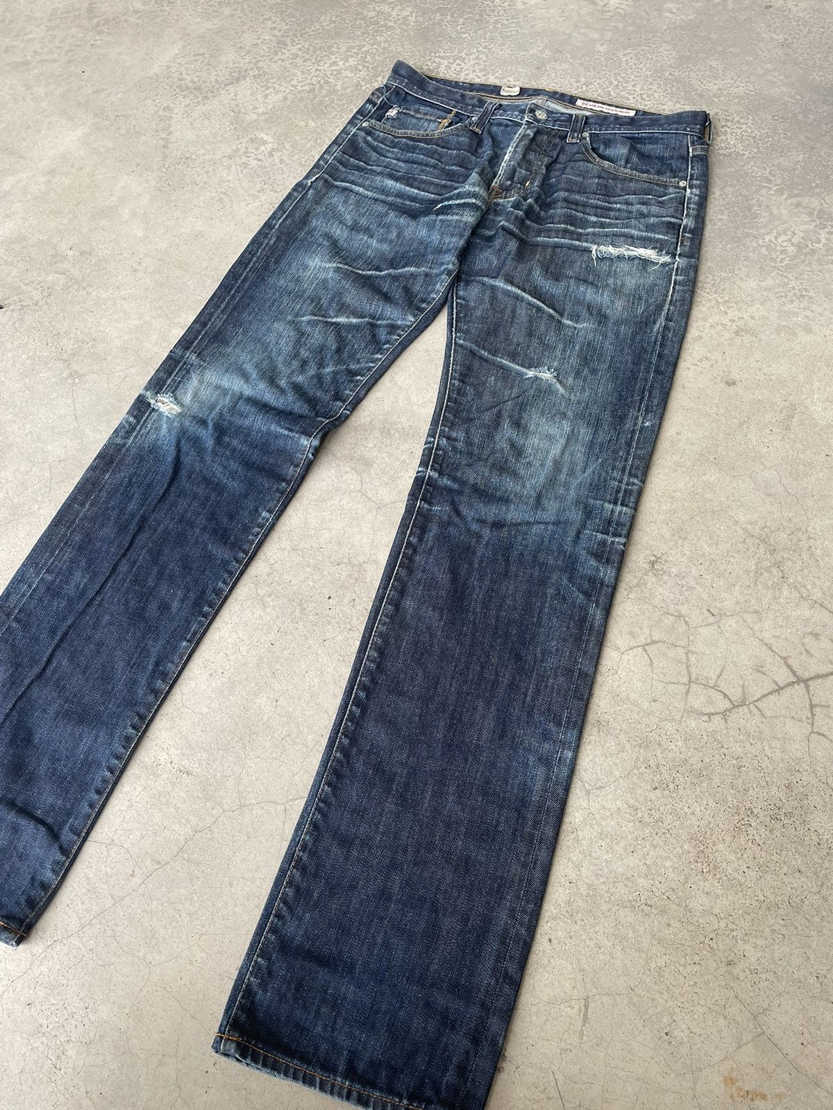 AG Adriano Goldschmied Ag Adriano Goldschmied Slim Straight Distressed Denim Size US 33 - 2 Thumbnail