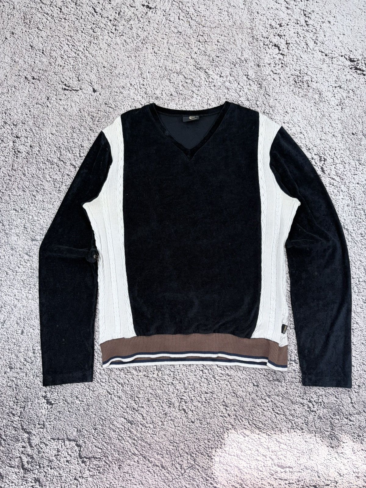 Just Cavalli ⁠Just Cavalli Y2K Archive Velour Cable Knit V-Neck Sweater L Size US L / EU 52-54 / 3 - 1 Thumbnail