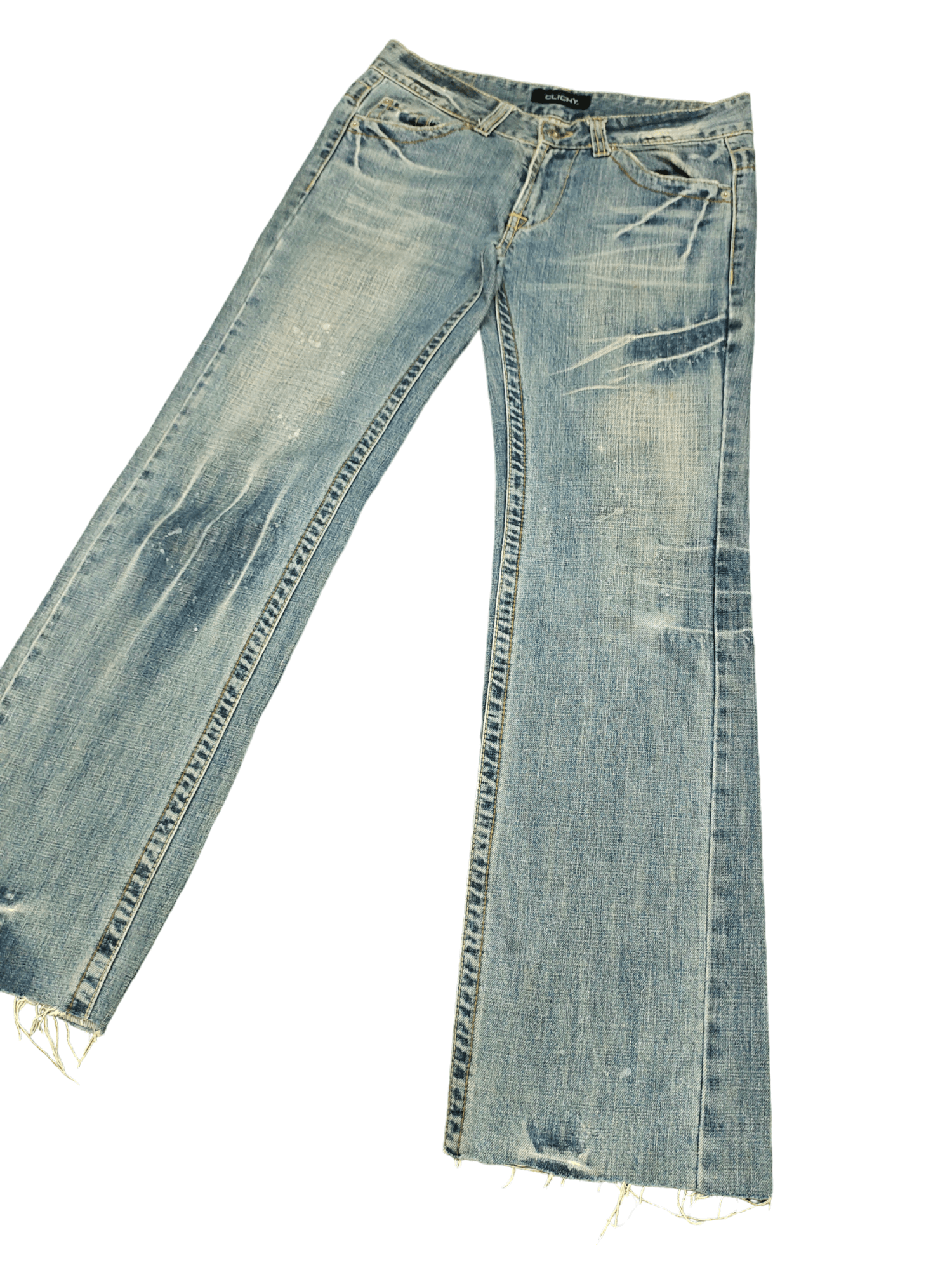 If Six Was Nine Flare Jeans Clichy Release Hem Faded Low Rise Boot Cut Size US 31 - 1 Thumbnail
