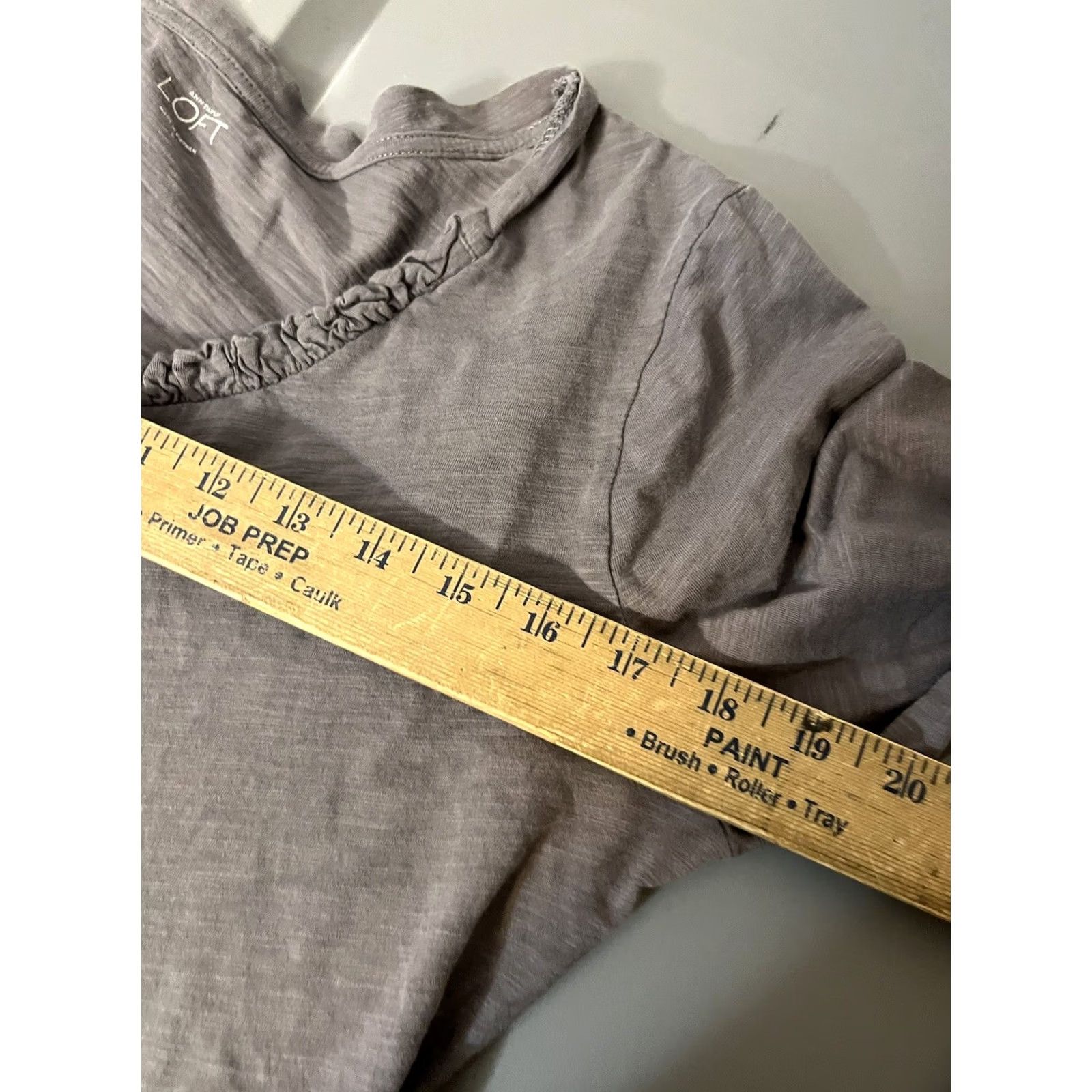 Ann Taylor Ann Taylor LOFT Womens Shirt Gray Scoop Ruffle Long Sleeve Large Size L / US 10 / IT 46 - 5 Thumbnail