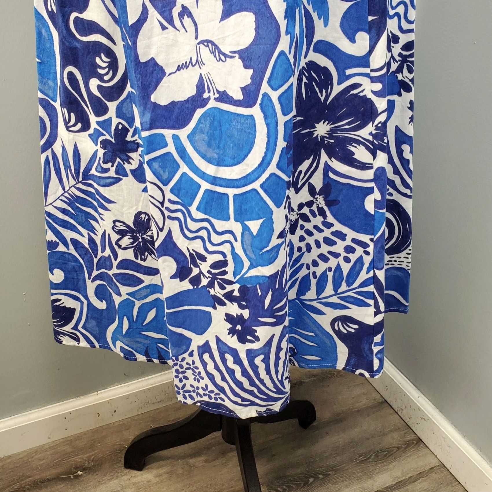 Vintage By & By Fit & Flare Dress Womens XS Blue & White Printed Sweetheart Neck Back Zip Size XS / US 0-2 / IT 36-38 - 7 Thumbnail