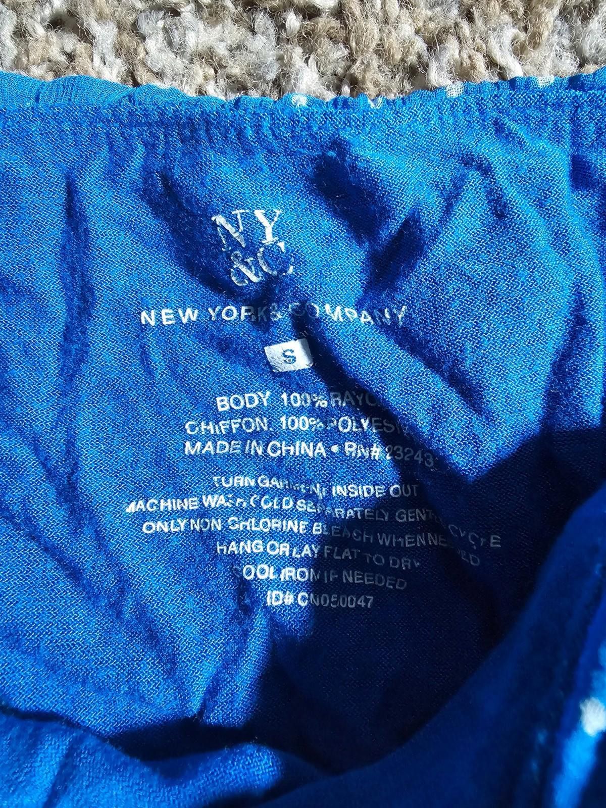 Designer New York & Company Women Top Blouse Top Small Blue Polka Dot Size S / US 4 / IT 40 - 3 Thumbnail