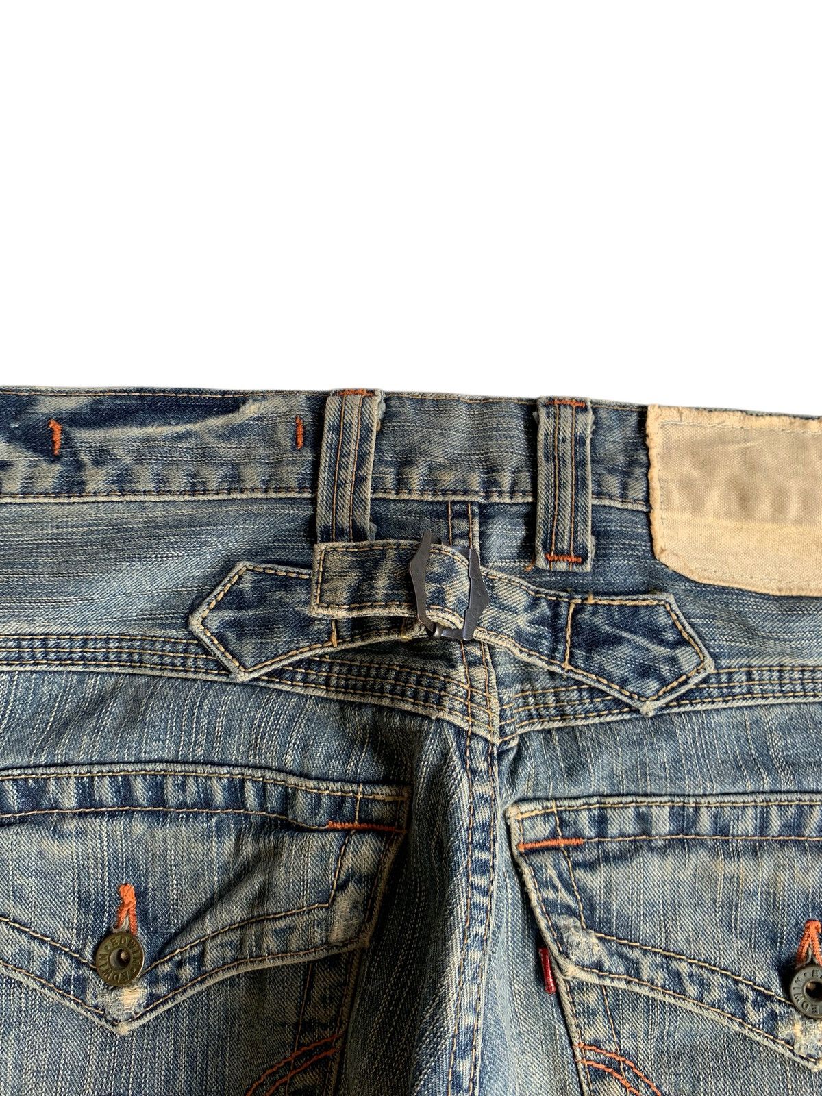 Kapital FLARE💥 EDWIN XVS BUCKLE BACK PUNK FADED DISTRESSED DENIM☠️ Size US 30 / EU 46 - 19 Thumbnail
