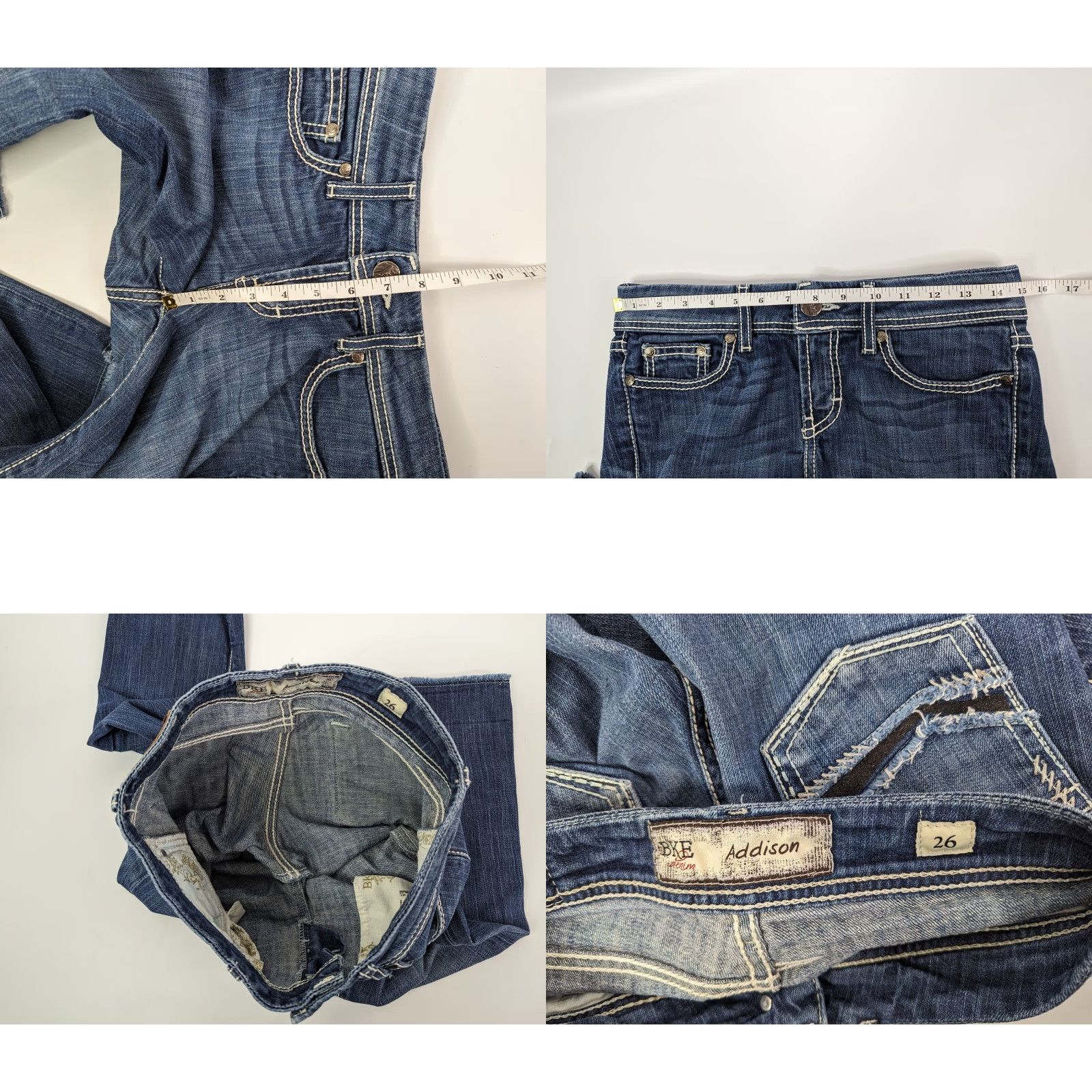 Vintage BKE Buckle Jeans Blue Addison Crop Raw Hem Low Rise Dark Wash Stretch Womens 26 Denim Regular 5-Pocket Size 26" / US 2 / IT 38 - 8 Thumbnail