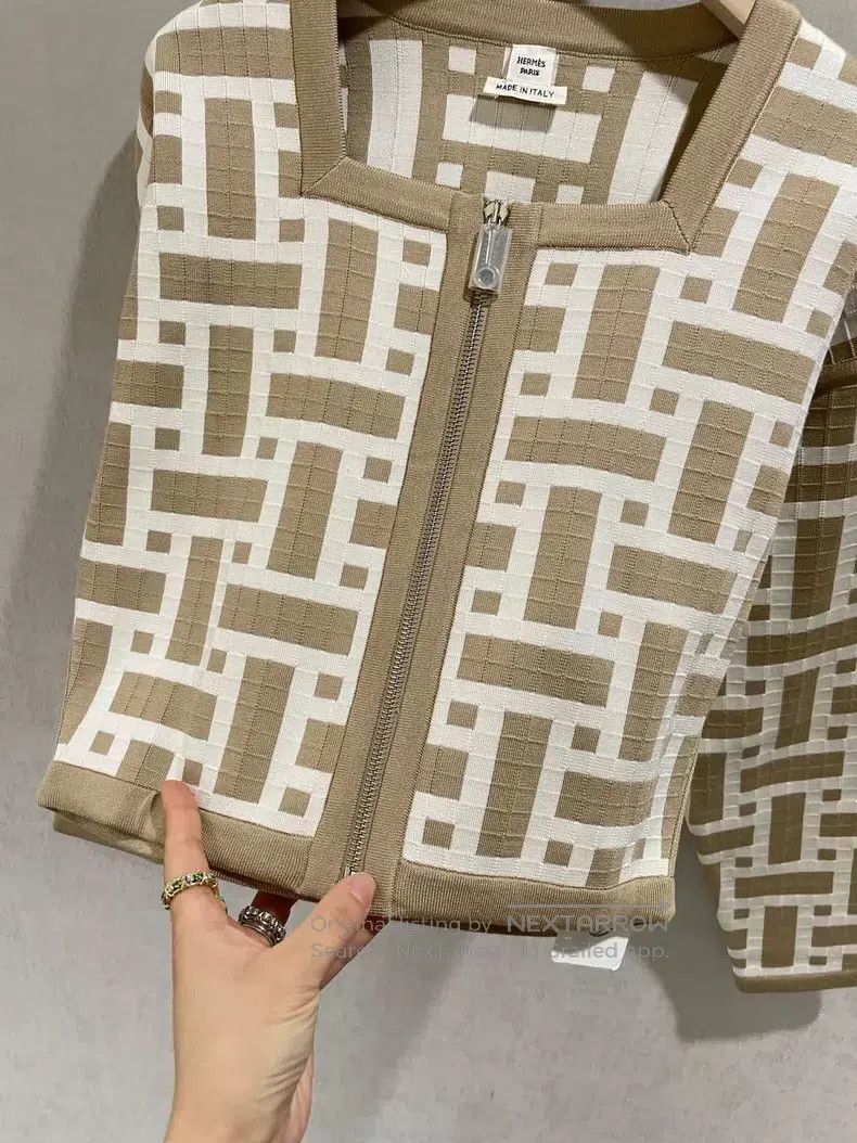 Hermes Hermes Maze mosaic color block sweater with zipper jacket Size XXS / US 00 / IT 34 - 4 Thumbnail