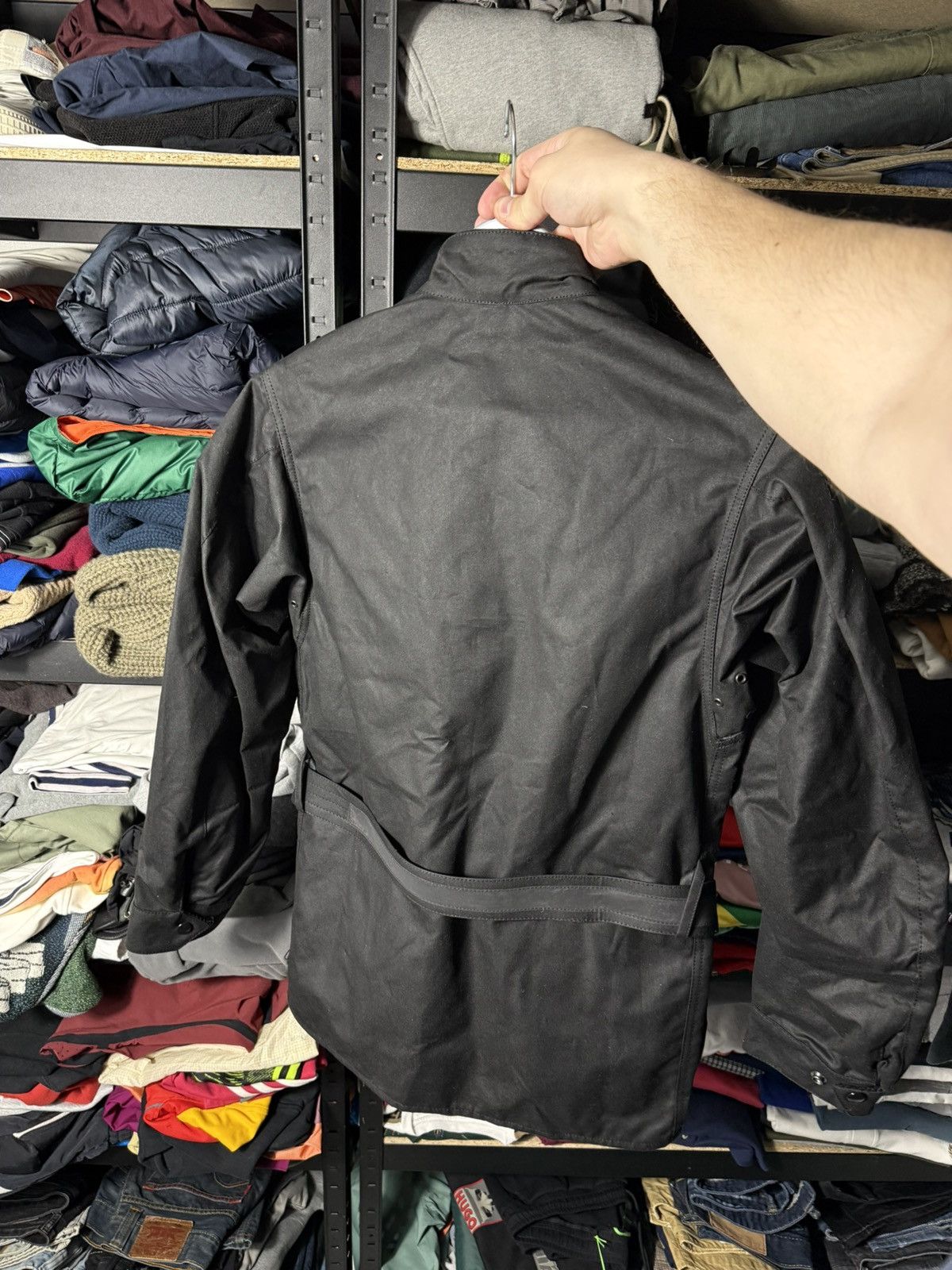 Barbour Barbour International A7 Wax Jacket Black Belted Moto Biker Size US S / EU 44-46 / 1 - 19 Thumbnail